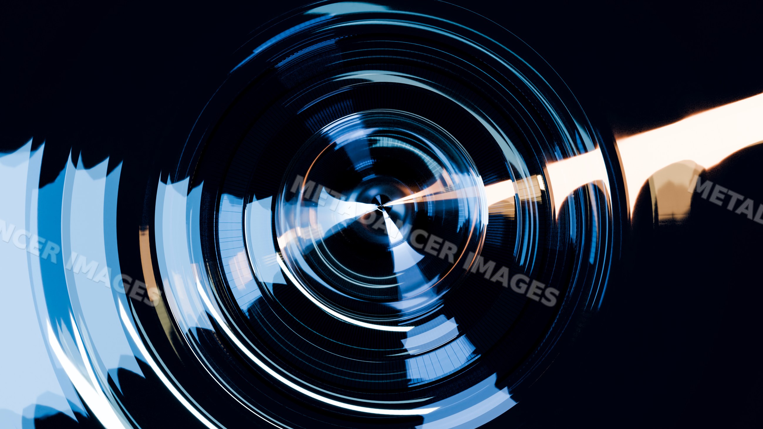 Digital abstract blue concentric circular pattern illustration