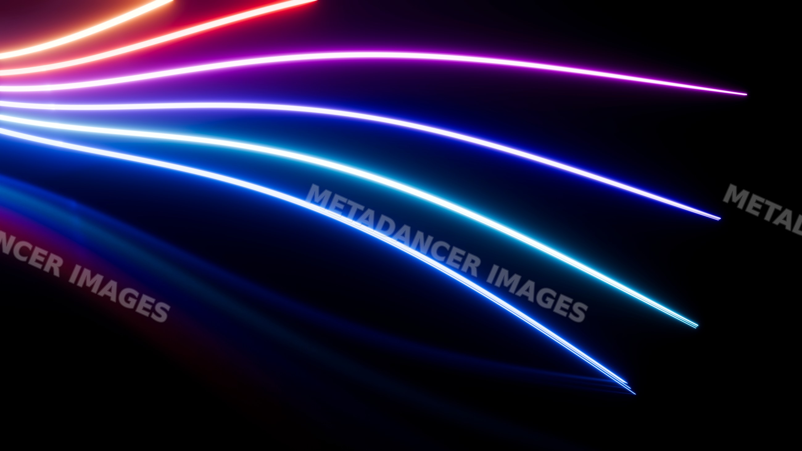 Glowing neon light trails in digital abstract design