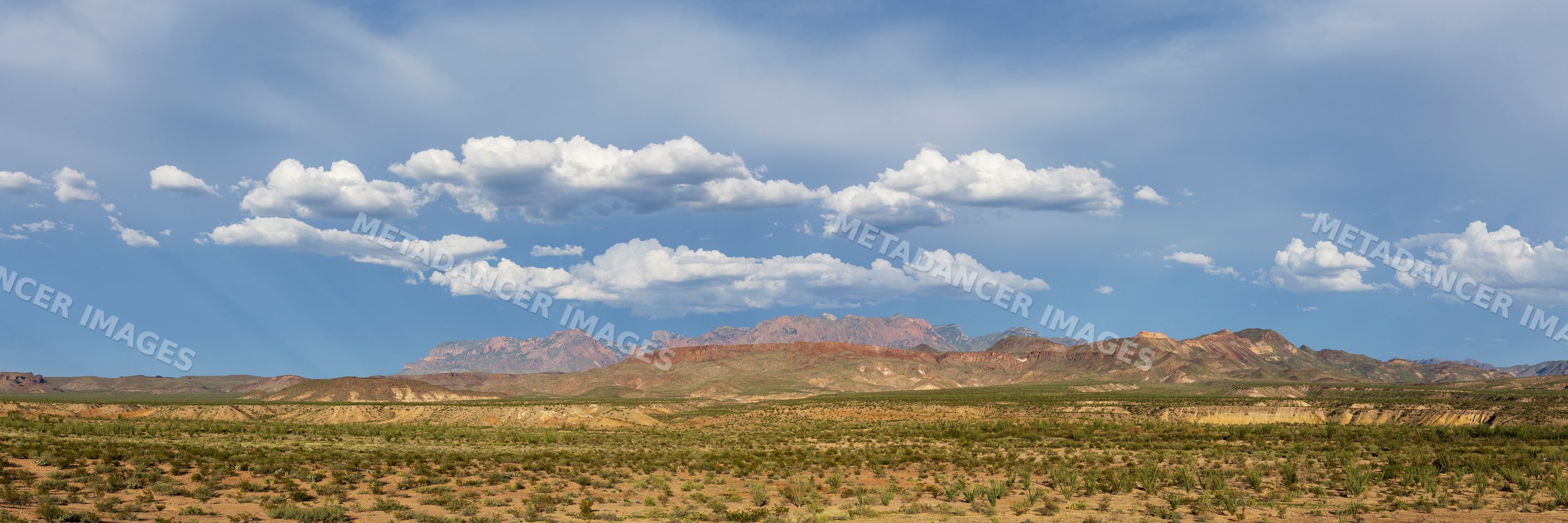 Clouds over Chisos Mountains in big bend national park desert