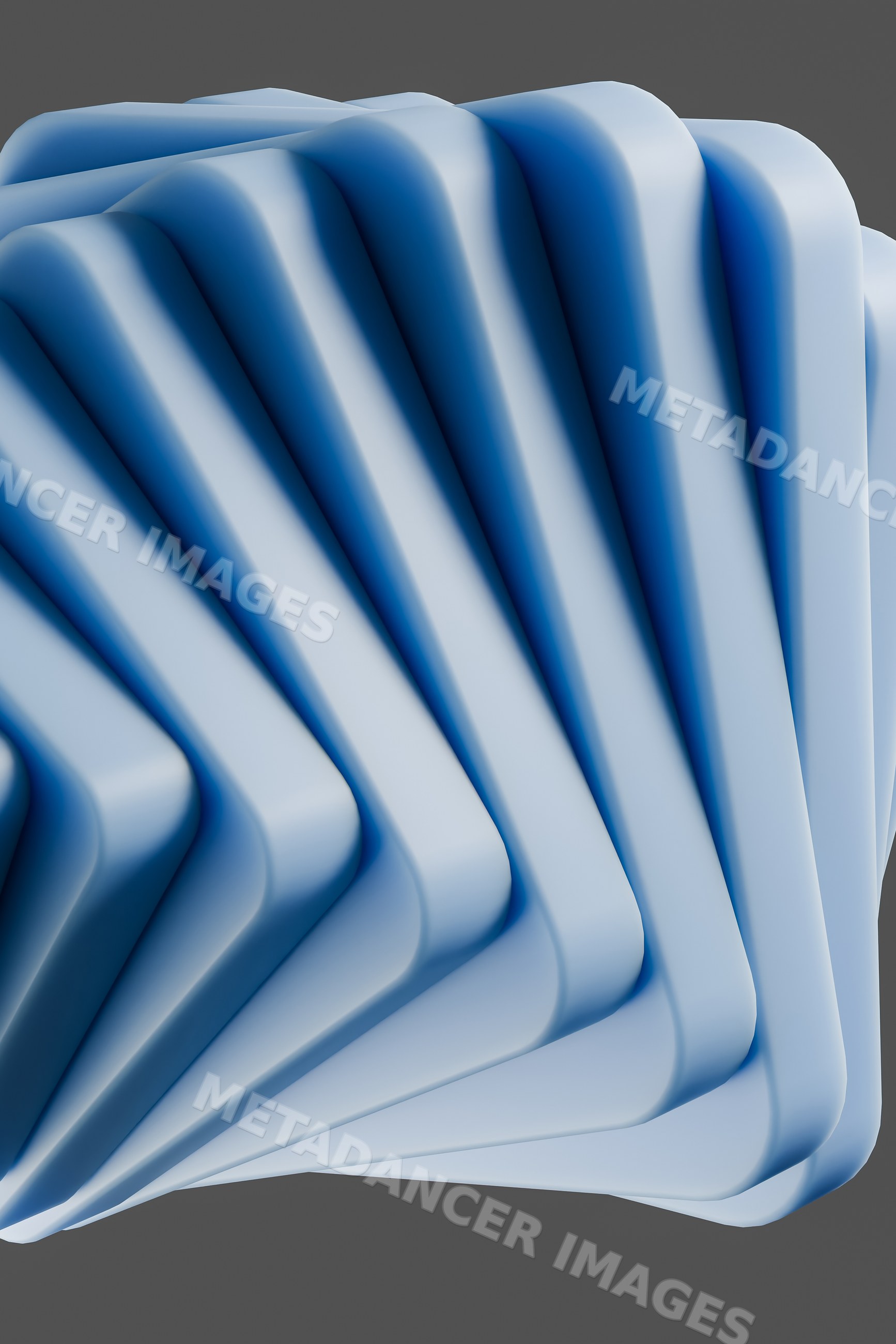 Abstract blue 3d render of geometric shapes with soft edges
