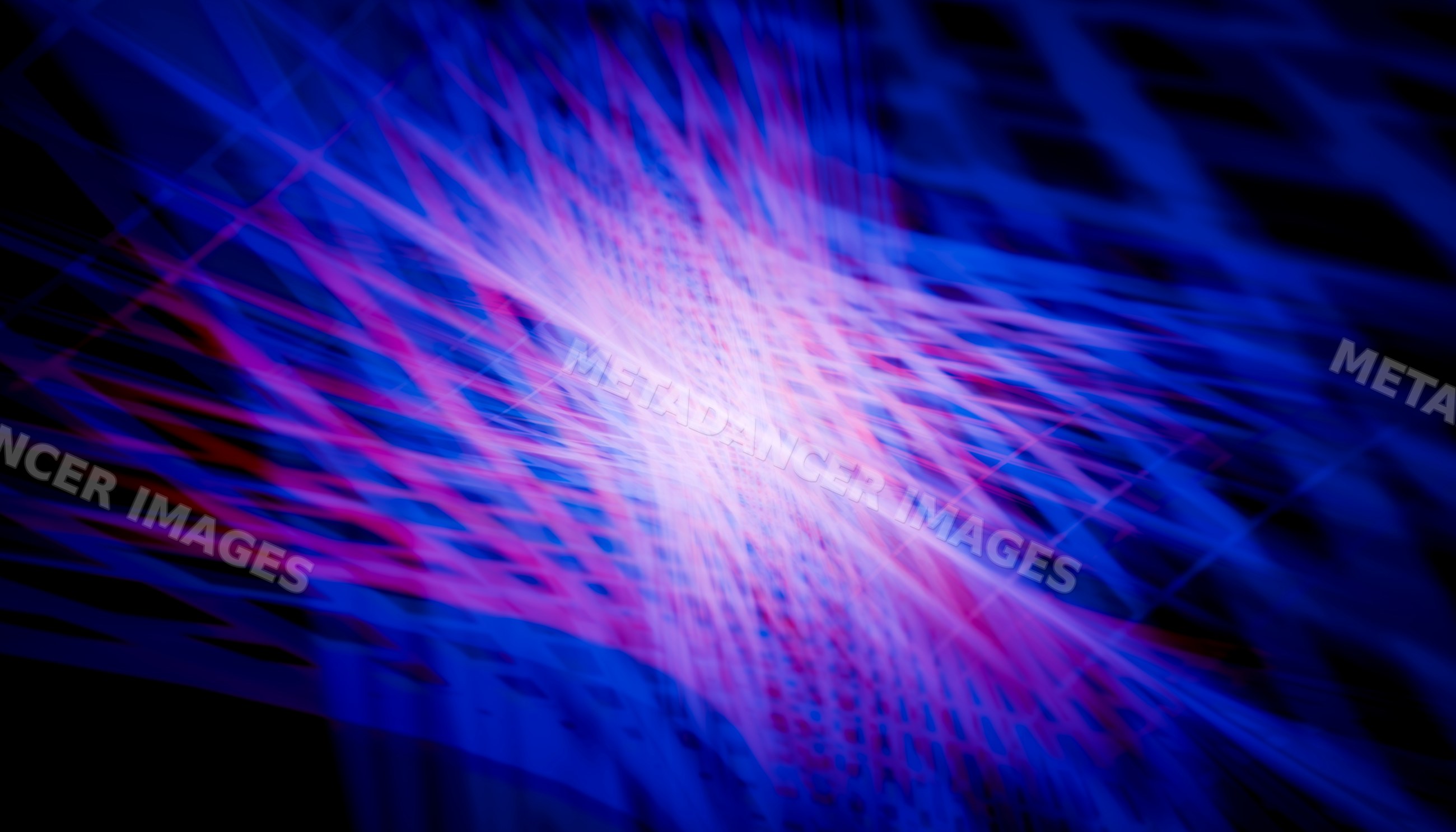 Abstract dynamic streaks of blue and purple light create a vibrant
