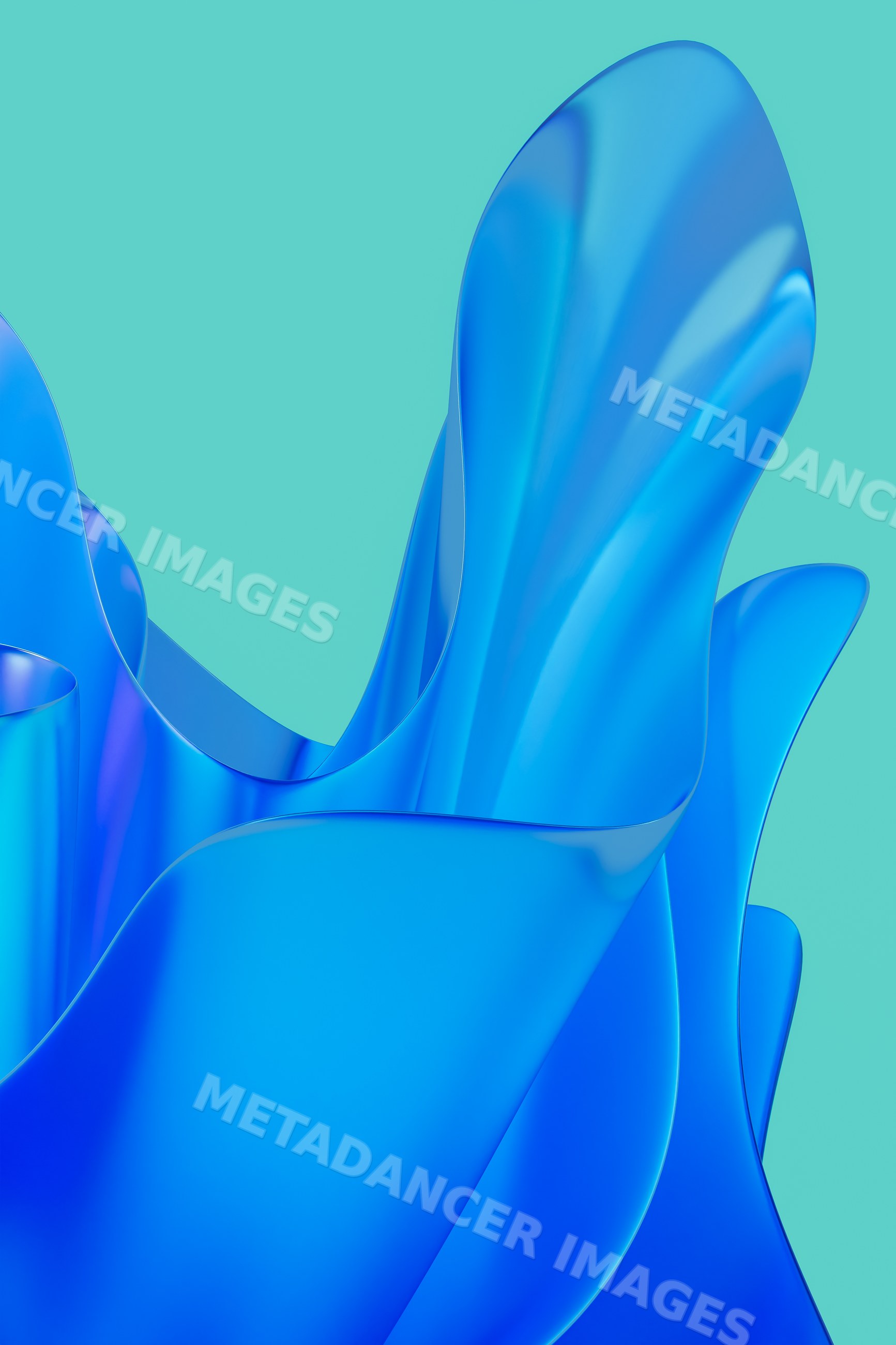 Blue abstract fluid shapes in modern digital art