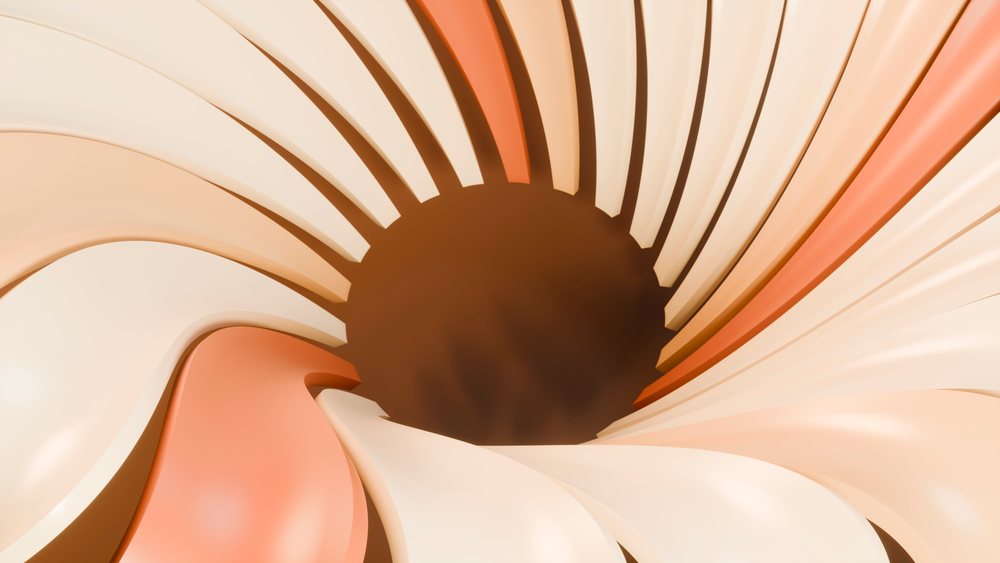 Abstract 3d spiral swirl design with smooth orange and beige curves