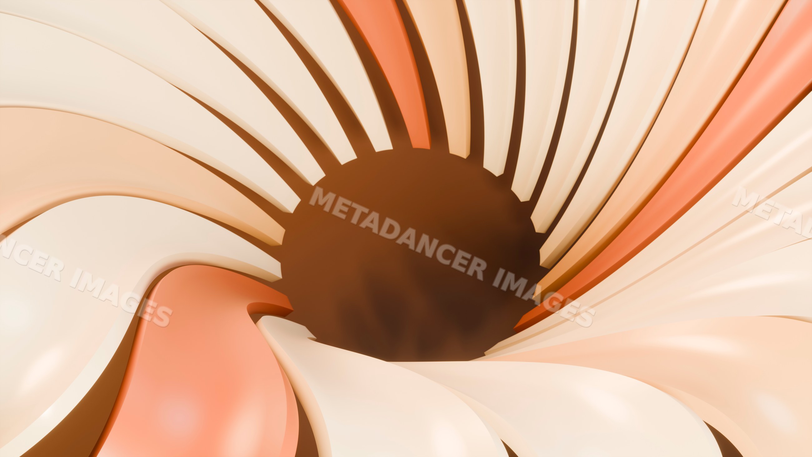 Abstract 3d spiral swirl design with smooth orange and beige curves