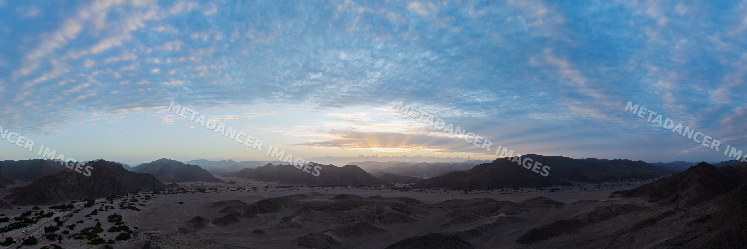 Sunrise over mountainous hoanib river valley