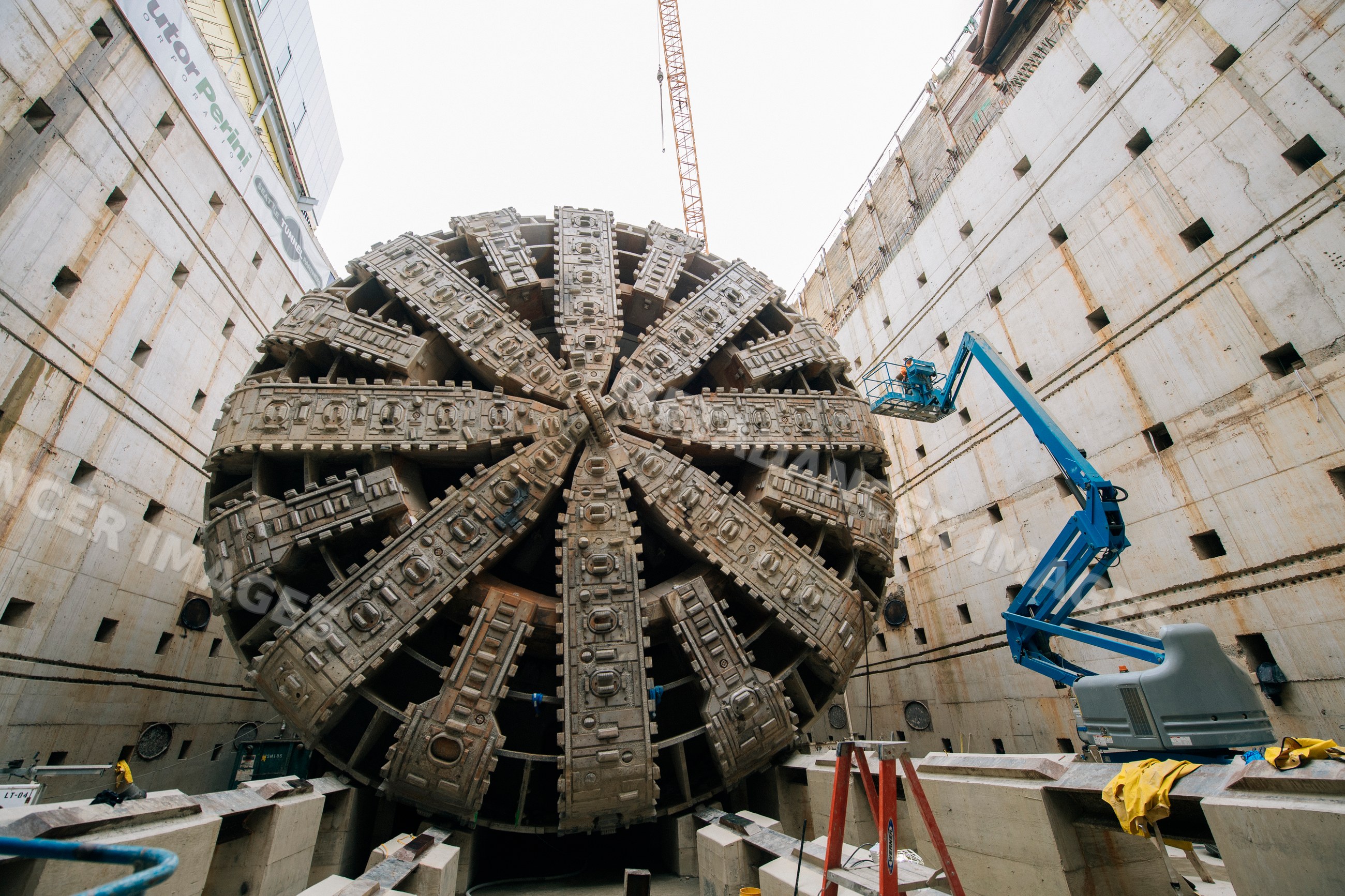 Tunnel boring machine inside a construction shaft