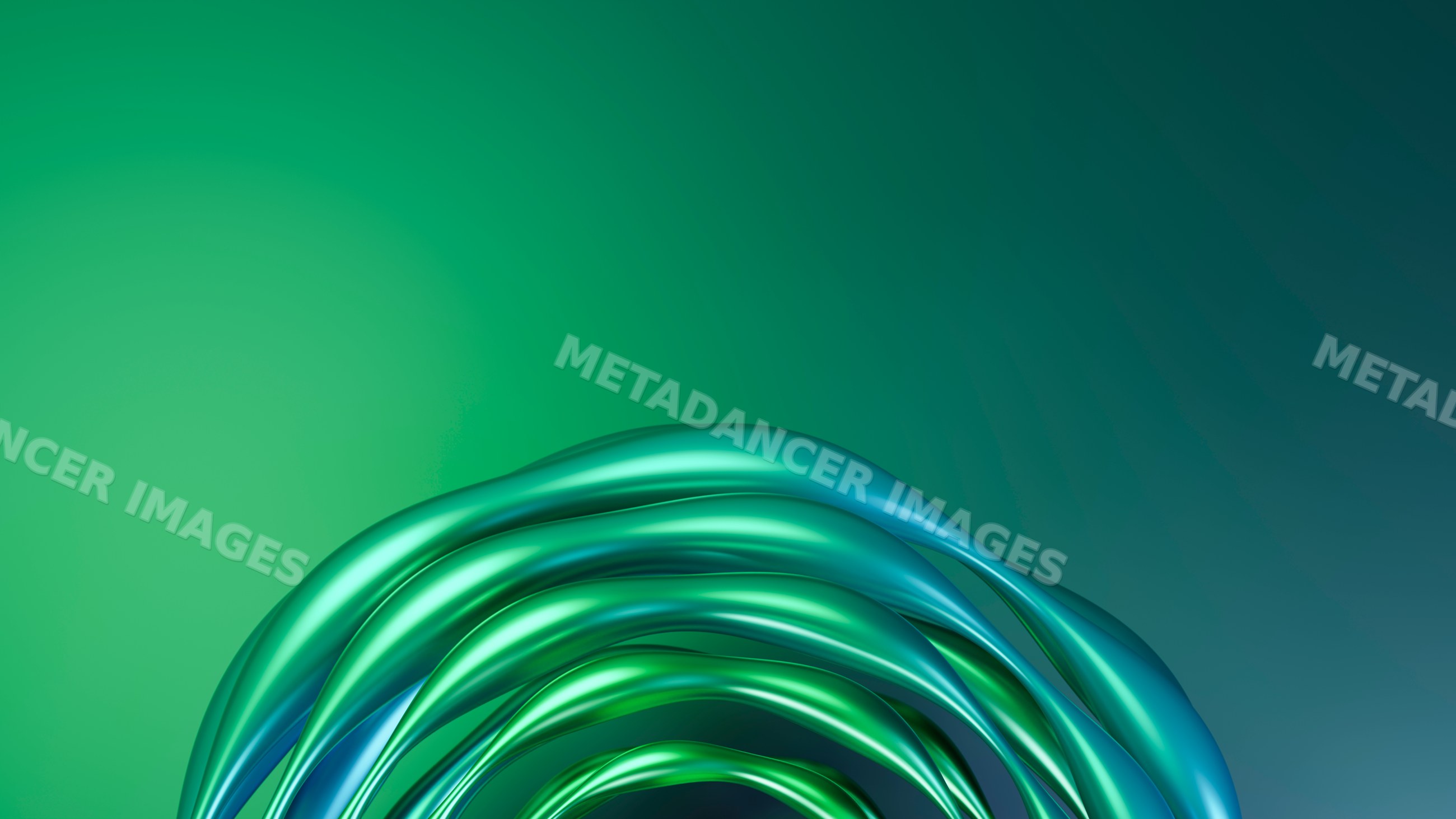 Abstract twisted rings with metallic green and blue colors