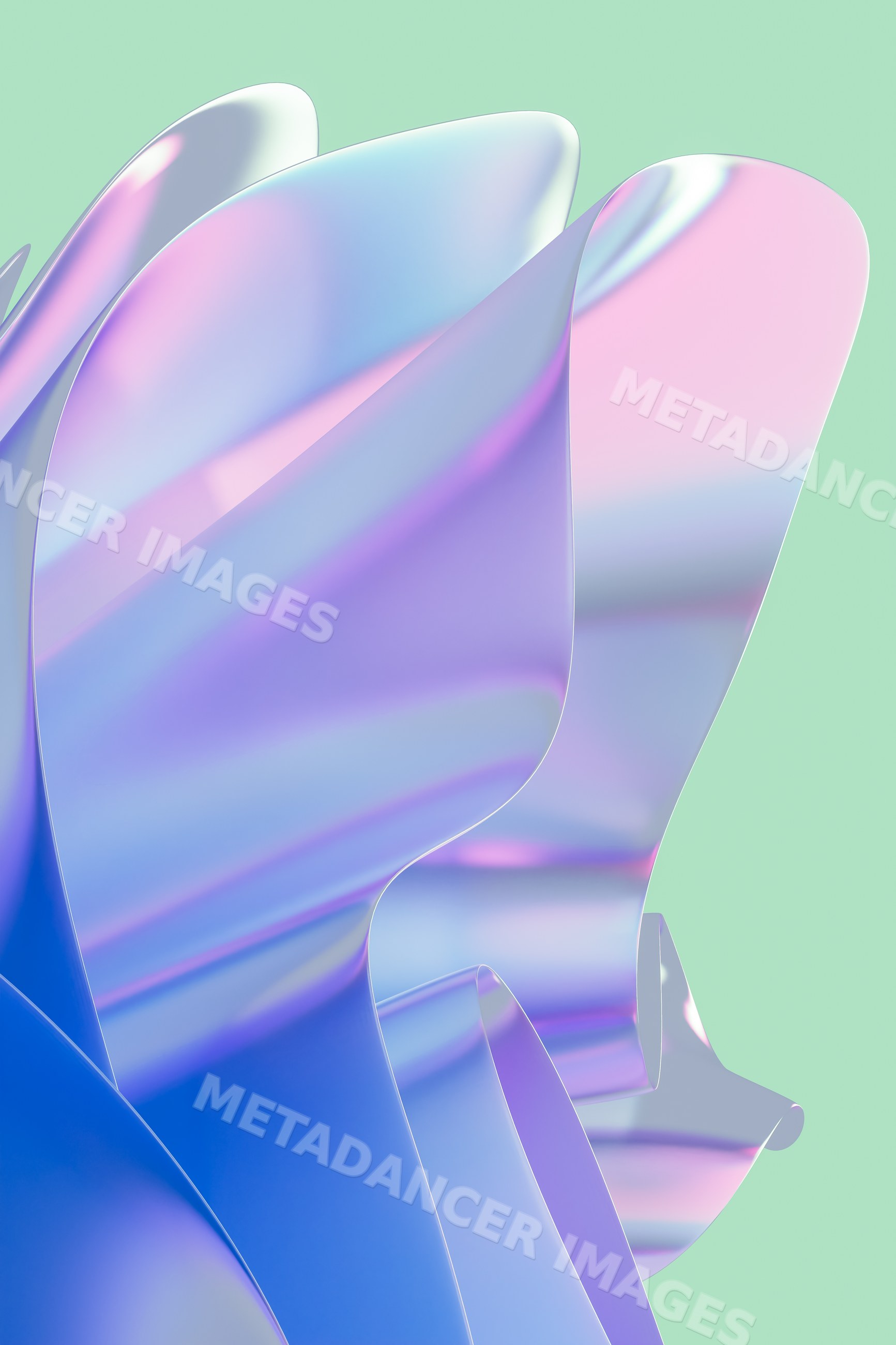 Abstract iridescent flowing shapes with pastel colors