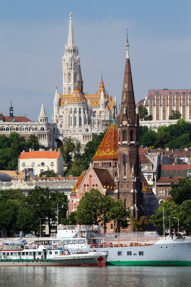 Matthias church and historic castle district along danube river