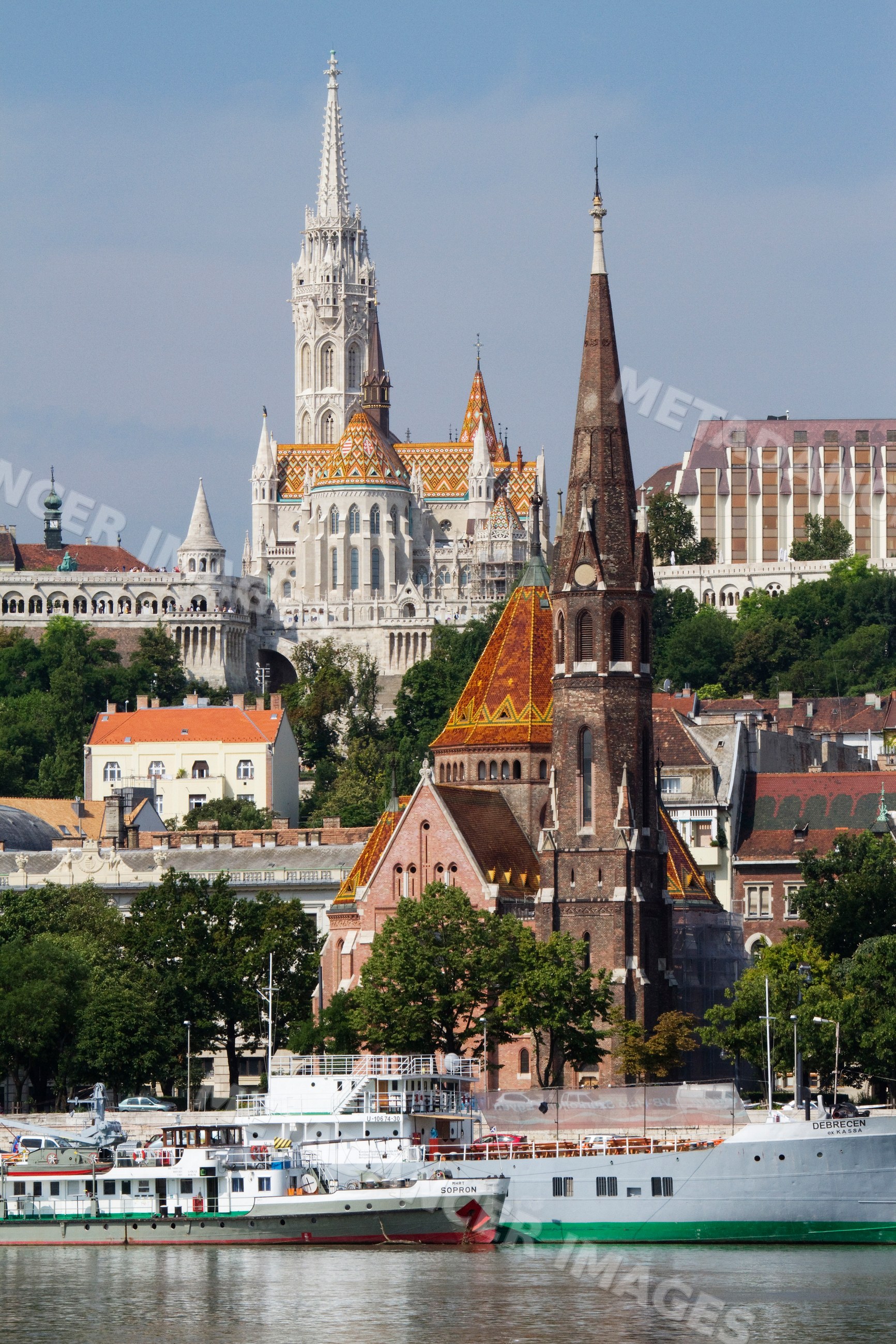Matthias church and historic castle district along danube river