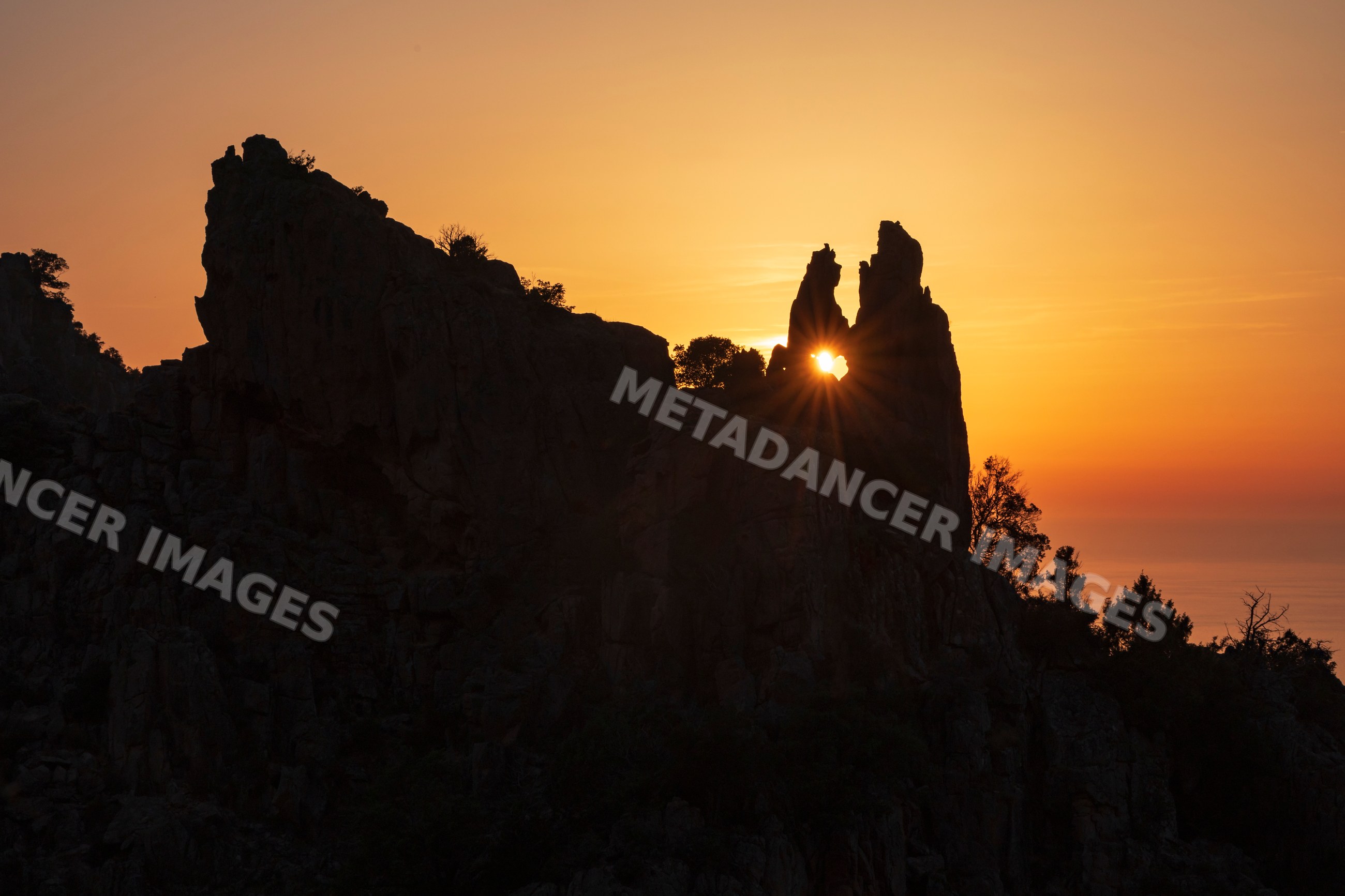 Le couer de la corse rock formation at Sunset in corsica