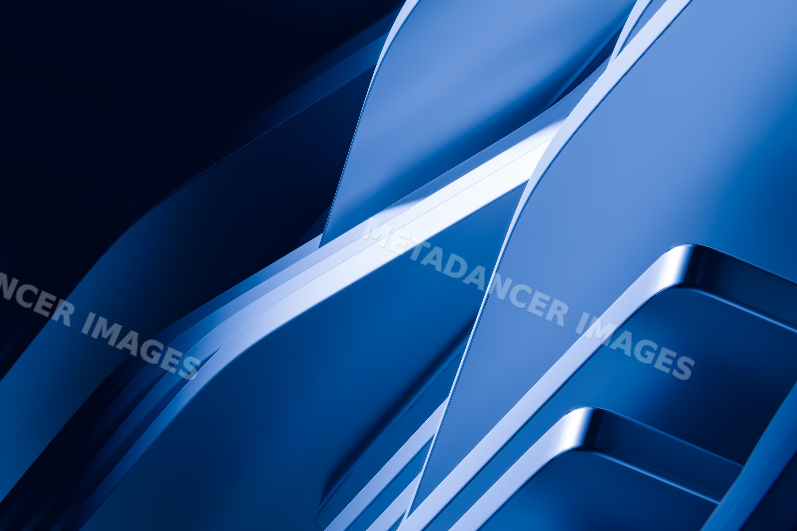 Abstract render background with blue curved shapes and smooth surfaces
