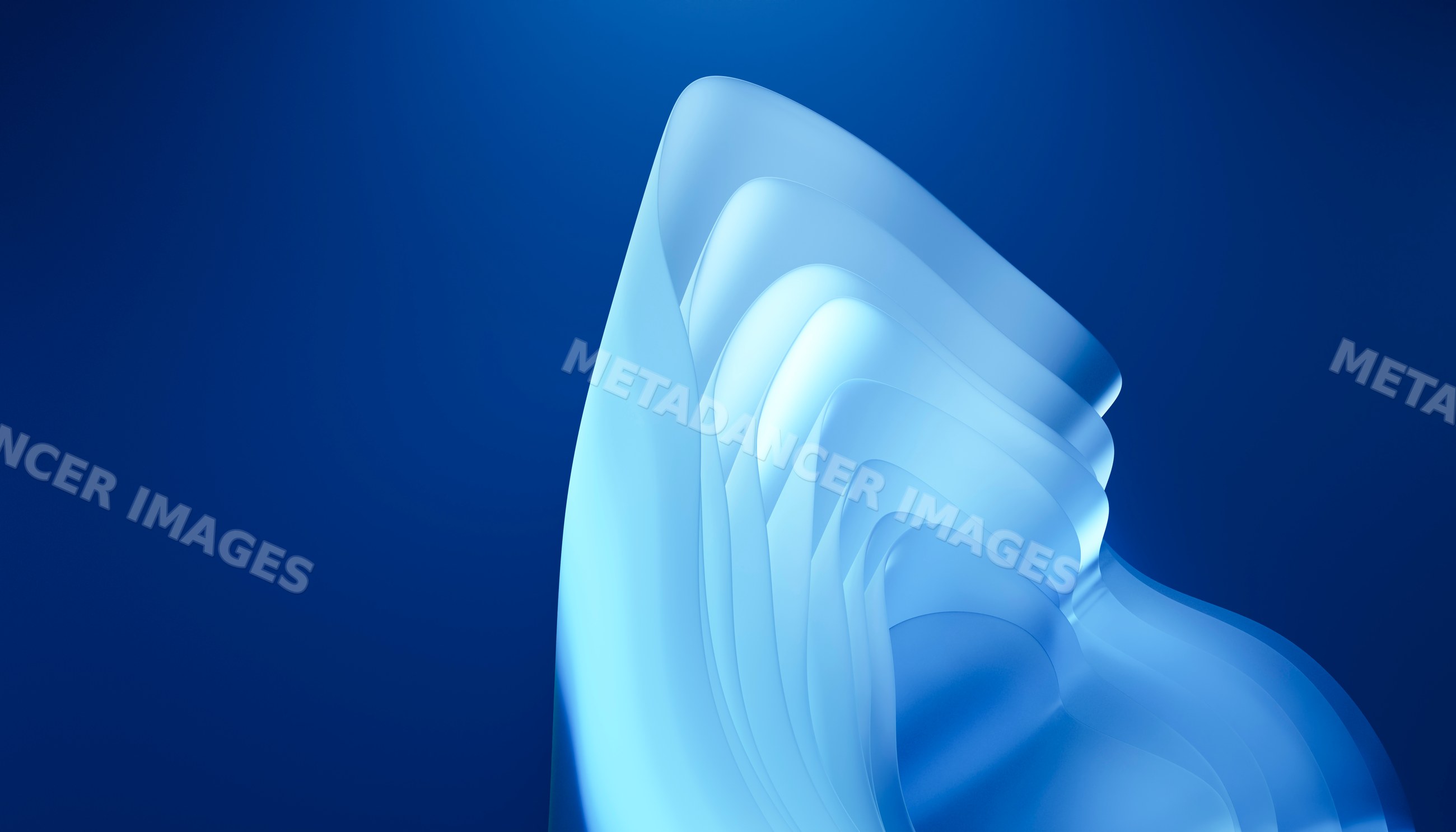 Digital abstract artwork featuring smooth layered blue shapes