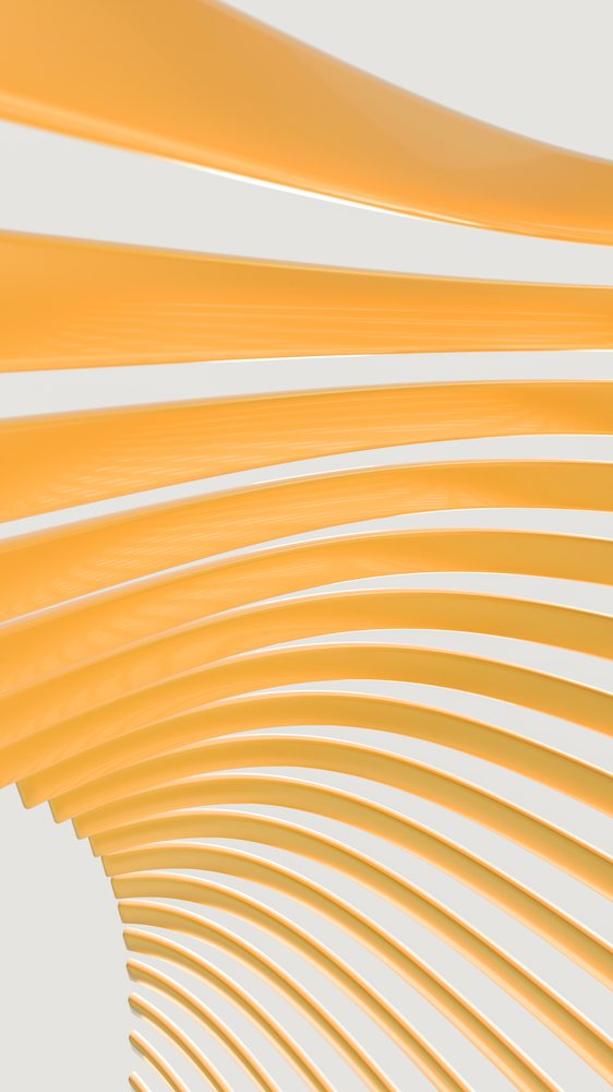 Orange curved ribbons in abstract digital 3d illustration