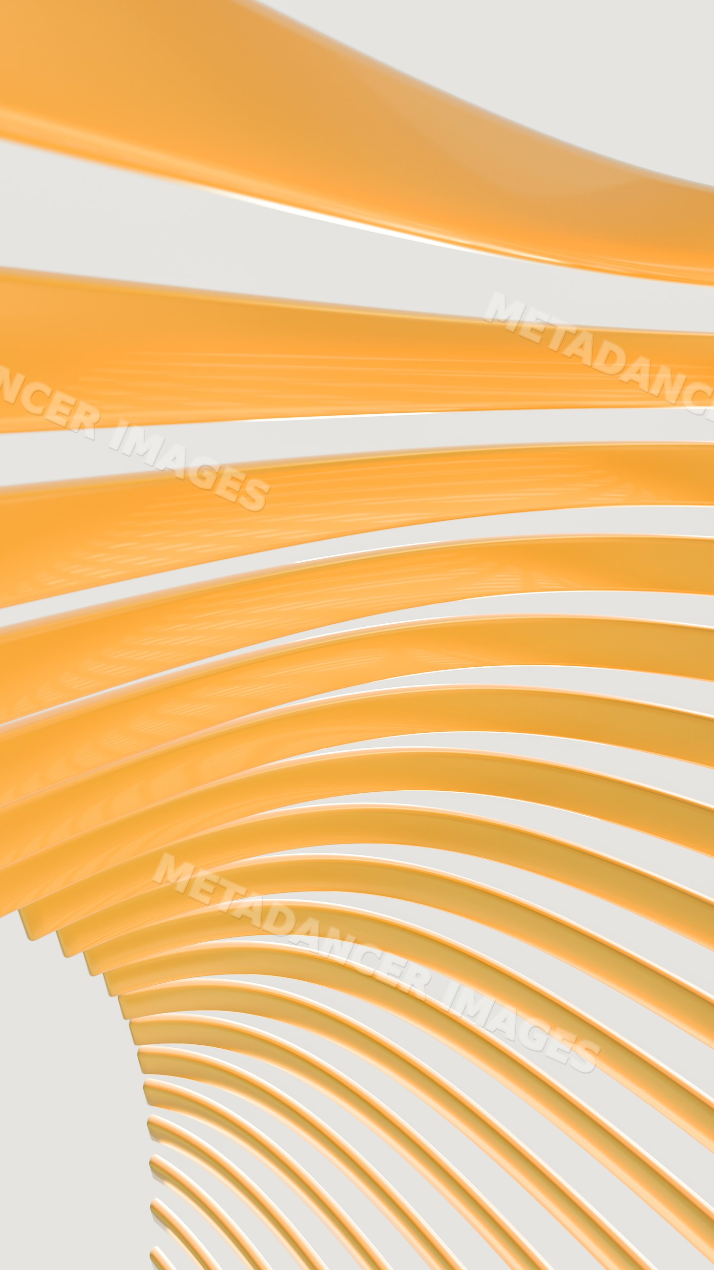 Orange curved ribbons in abstract digital 3d illustration