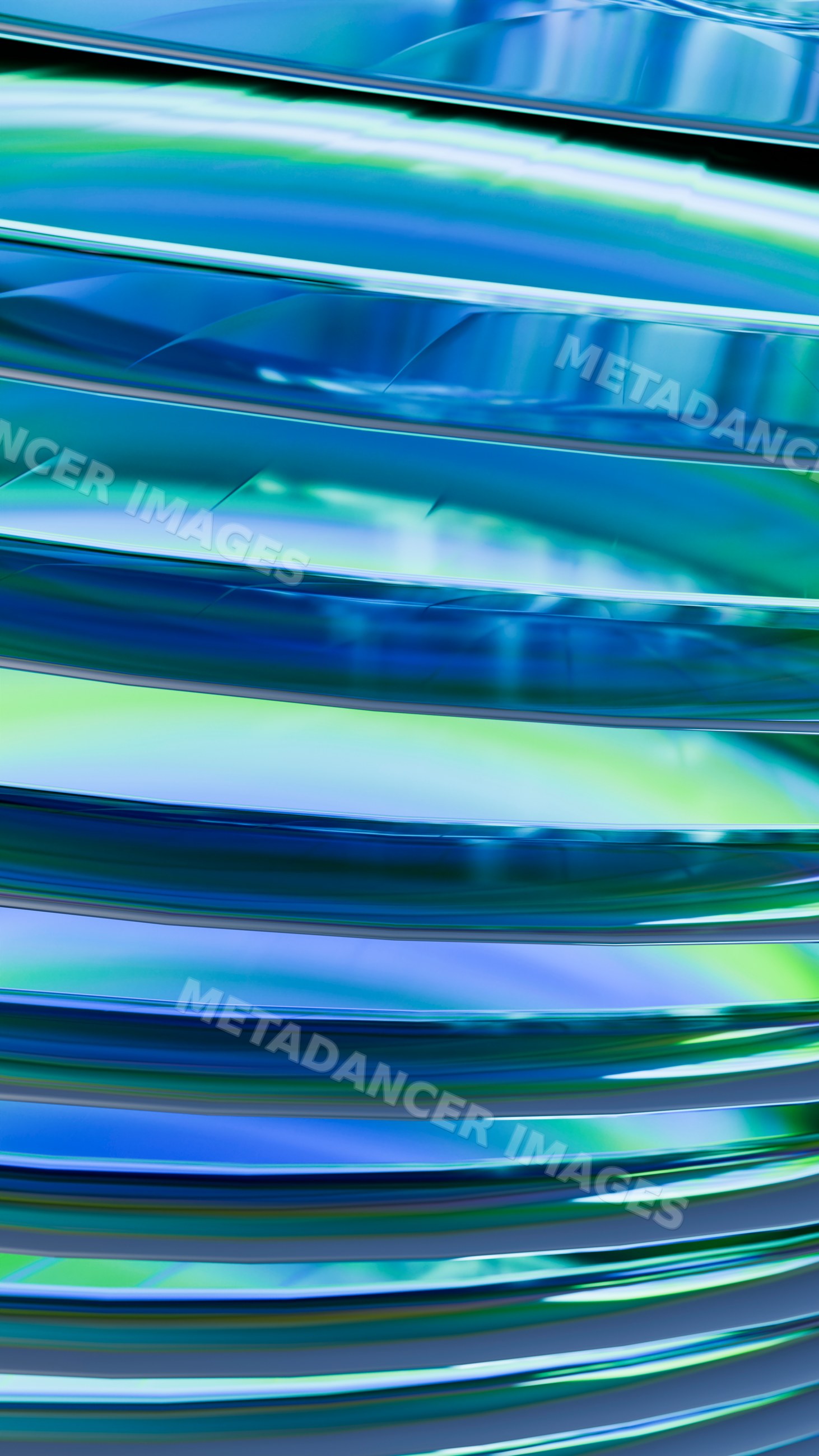 Abstract illustration of smooth curved blue and green reflective