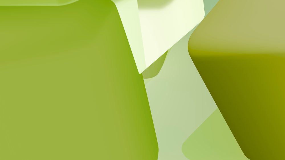Abstract green shapes in modern minimalist 3d illustration
