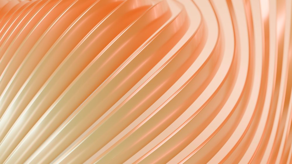 Abstract orange flowing wave pattern with smooth curved lines