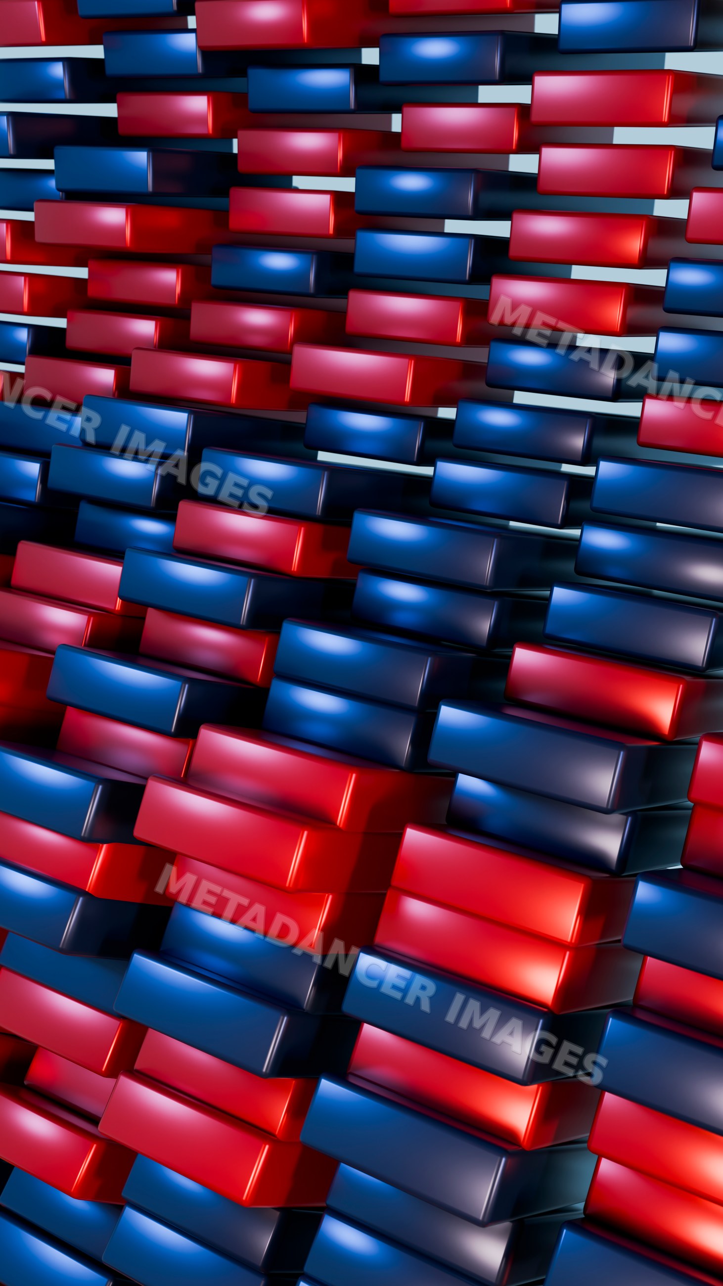 3d rendered stacked red and blue rectangular blocks