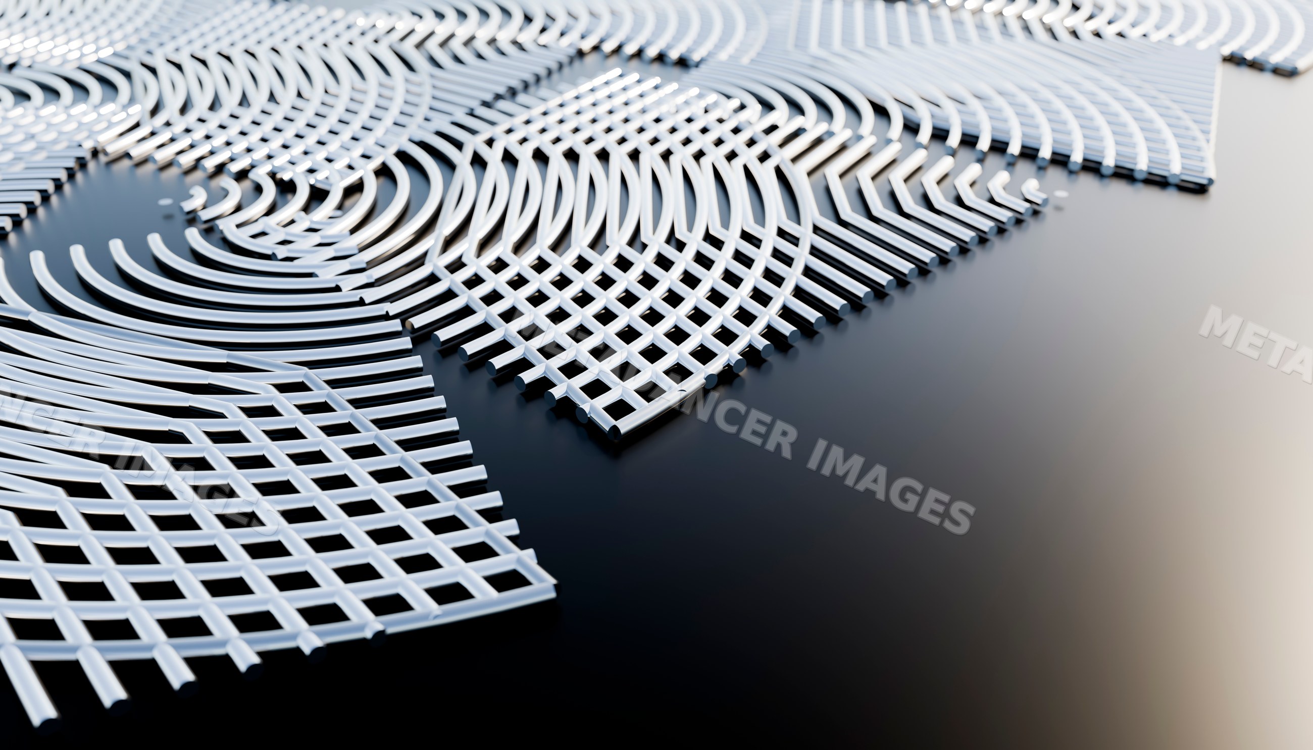 White plastic grids arranged