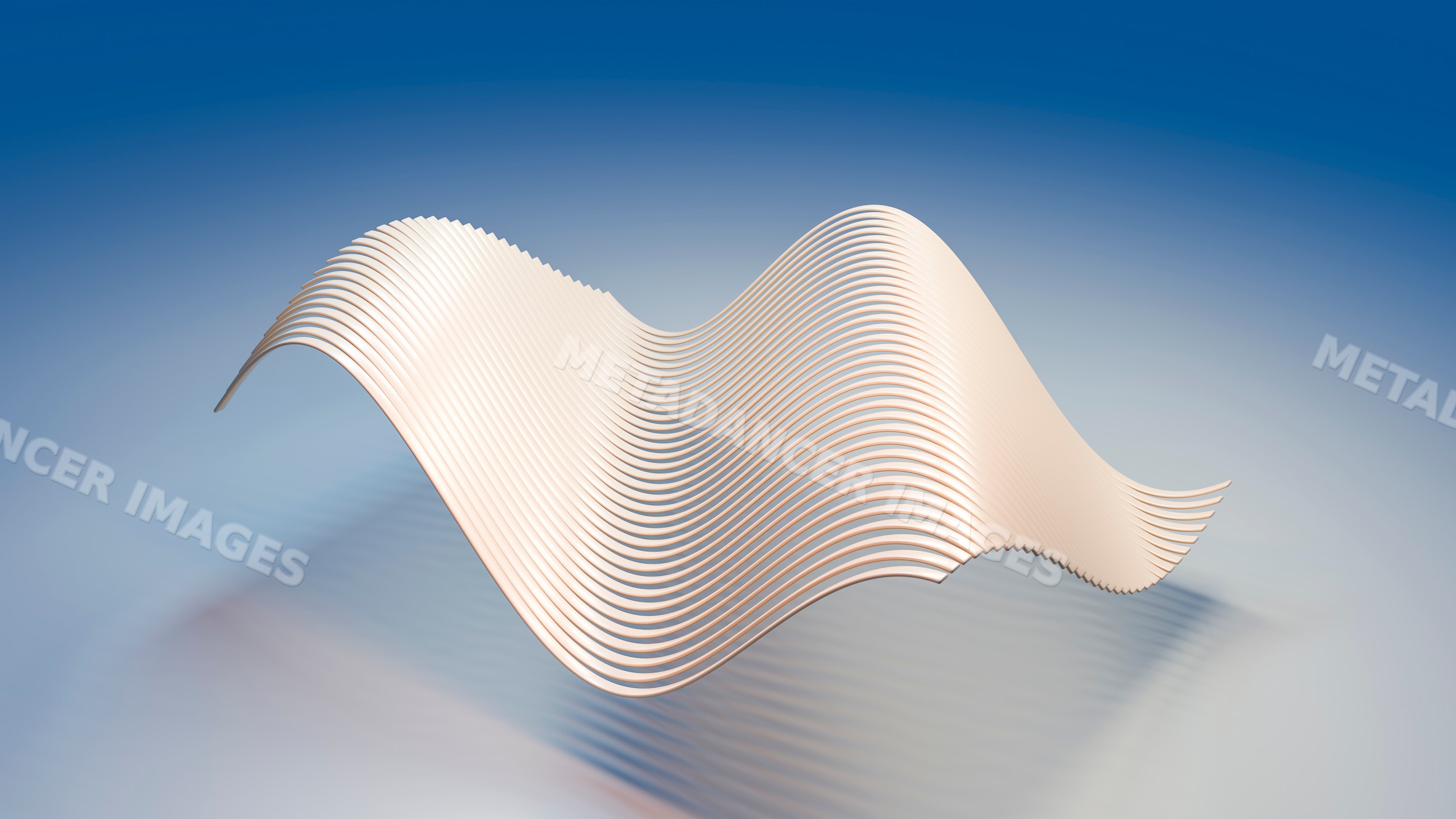 Abstract digital beige wave form floating with smooth curves