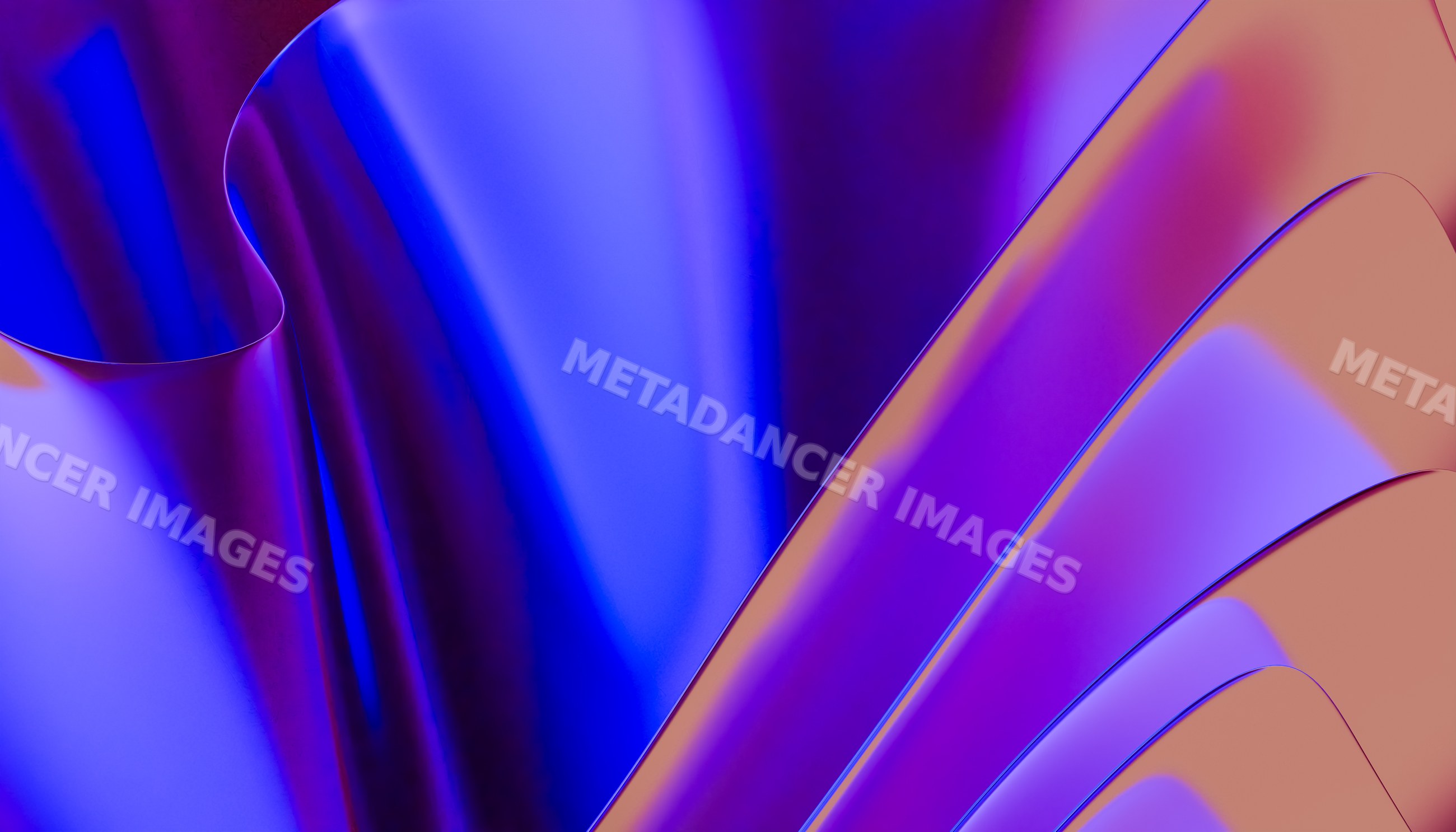 Abstract smooth curved shapes in vibrant digital render background
