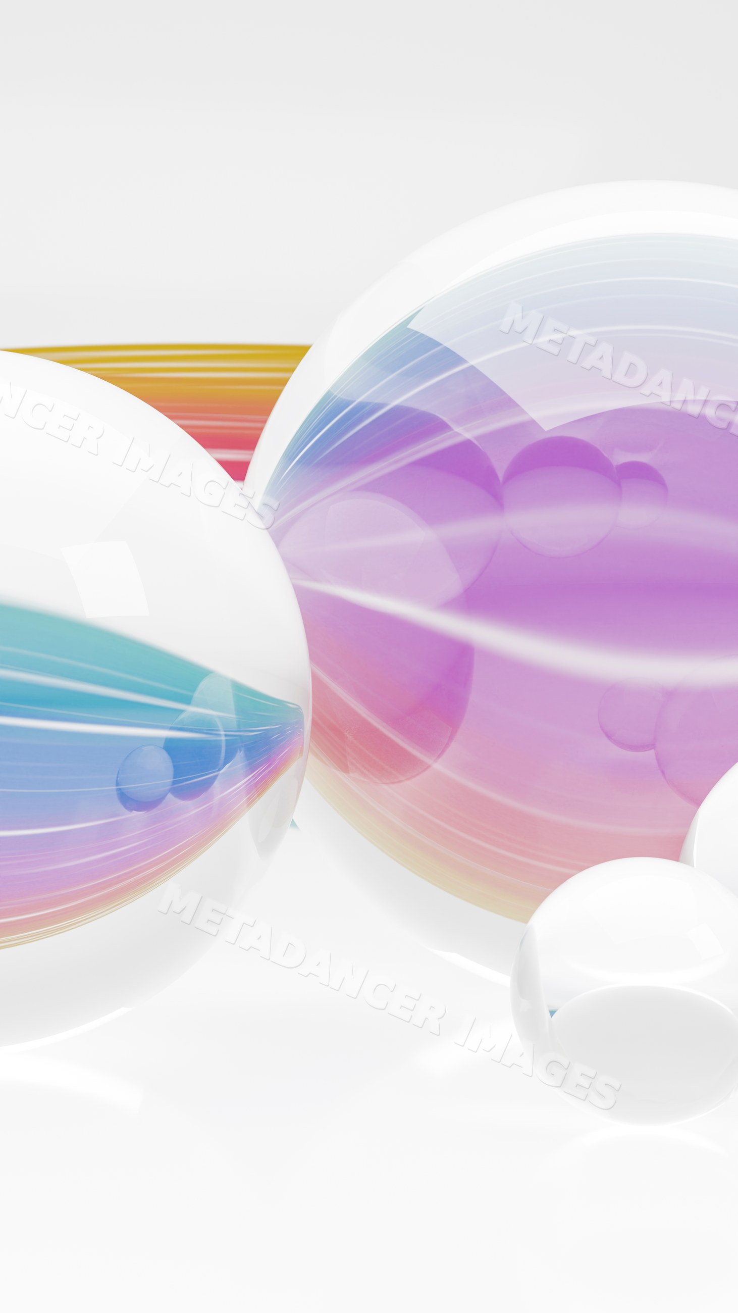 Abstract colorful transparent spheres with glossy reflections