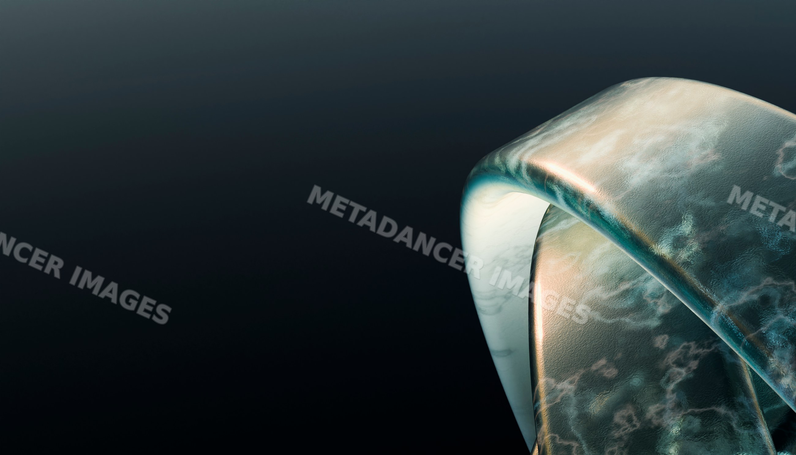 3d rendering of an abstract curved sculpture with marble texture