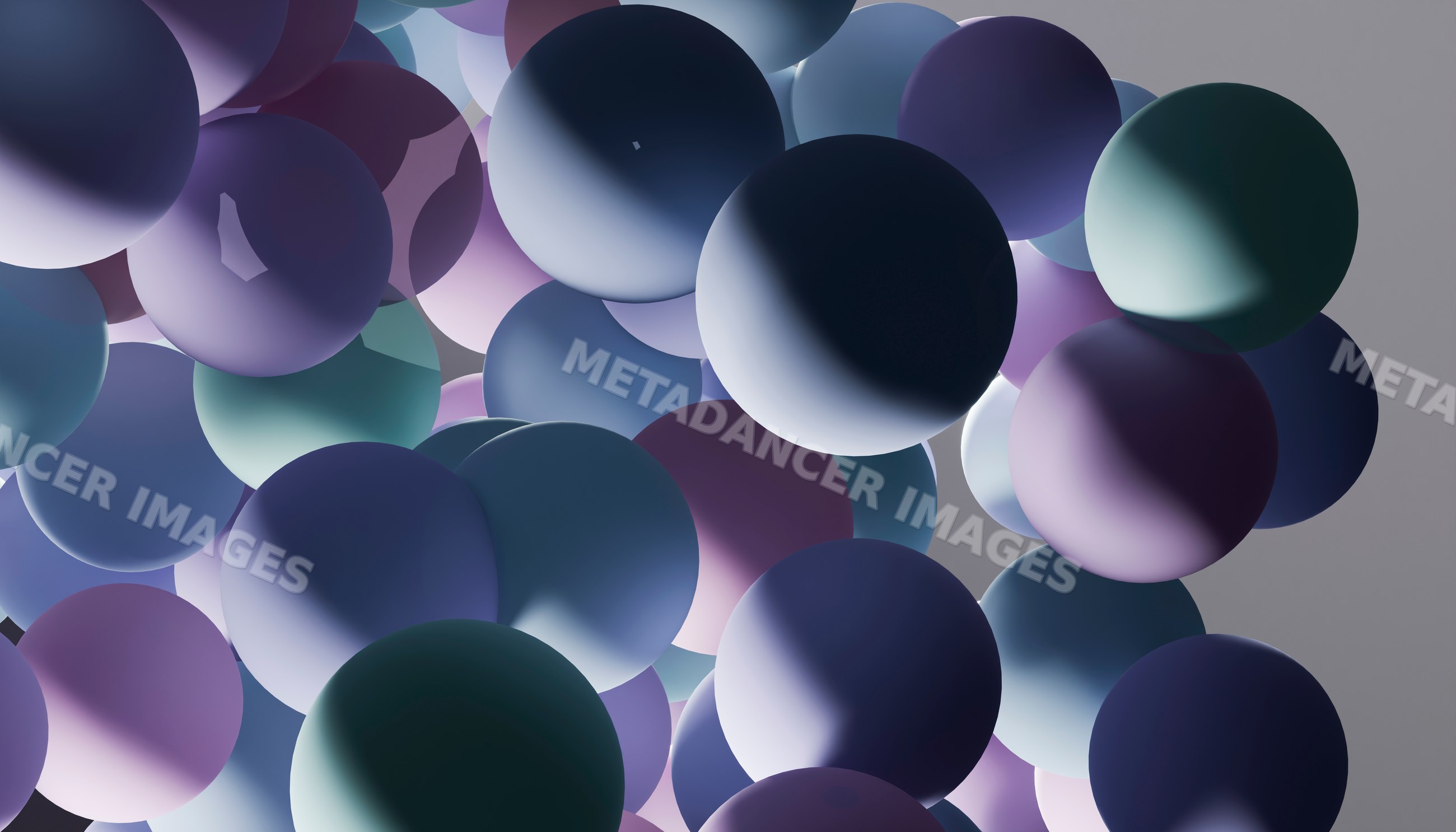Digital rendering of colorful floating spheres