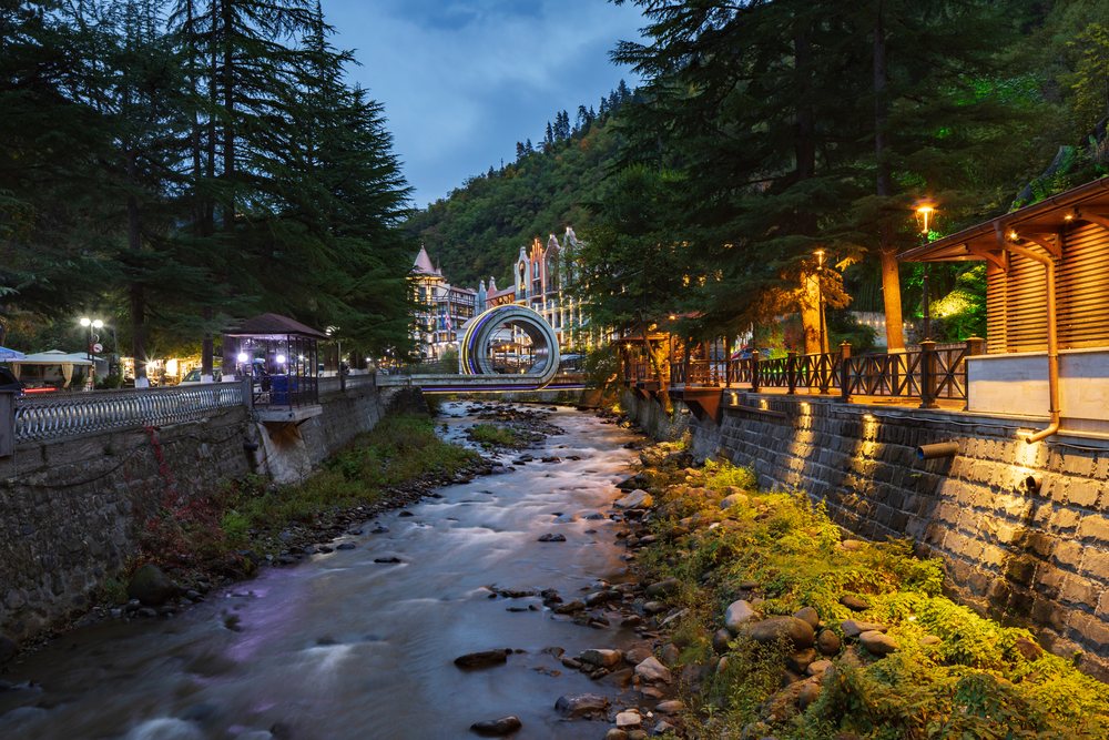 Borjomula River at Dusk in borjomi, Georgia