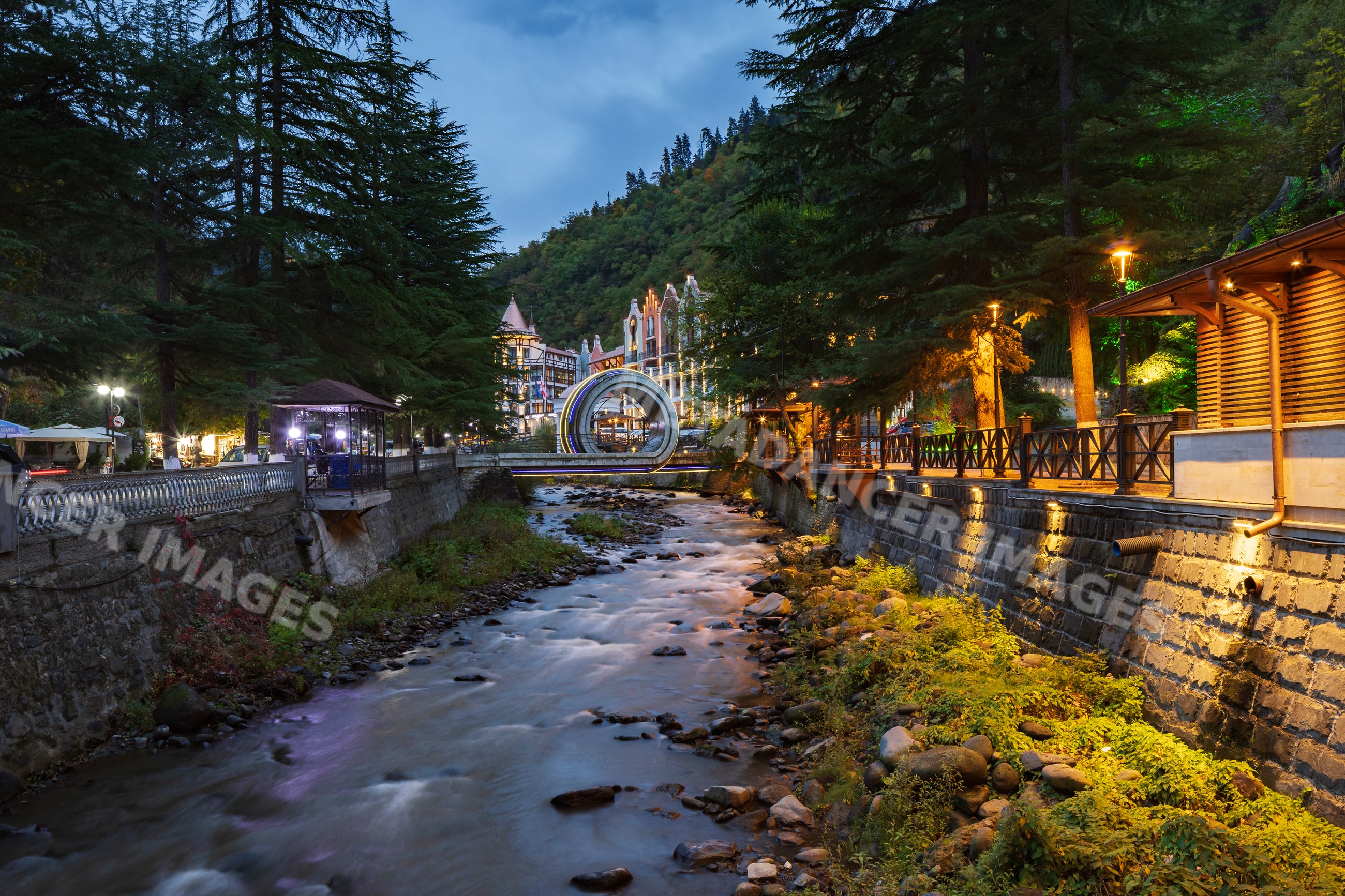 Borjomula River at Dusk in borjomi, Georgia