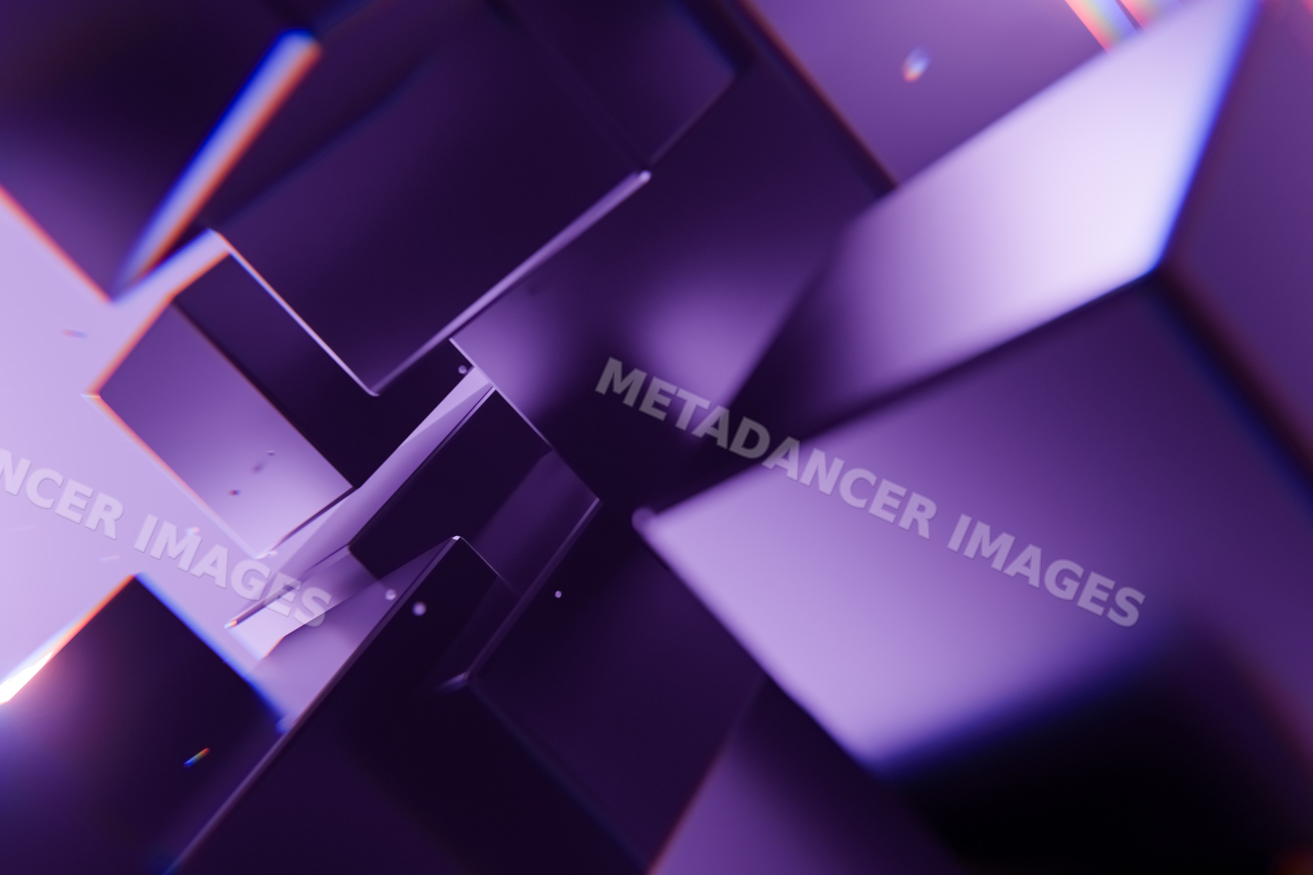 Purple 3d cubes abstract geometric pattern with glowing edges