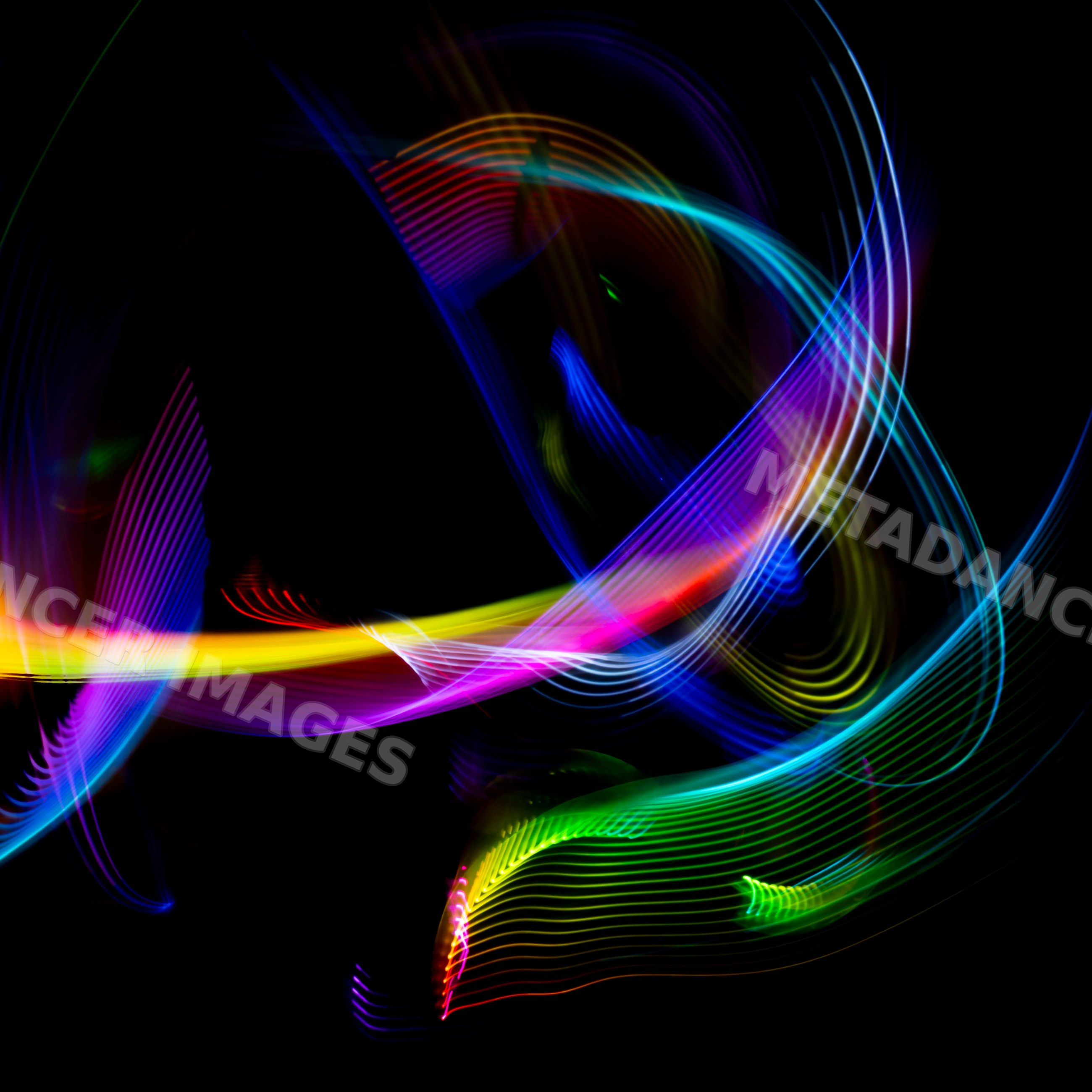 Colorful led light painting with dynamic flowing lines