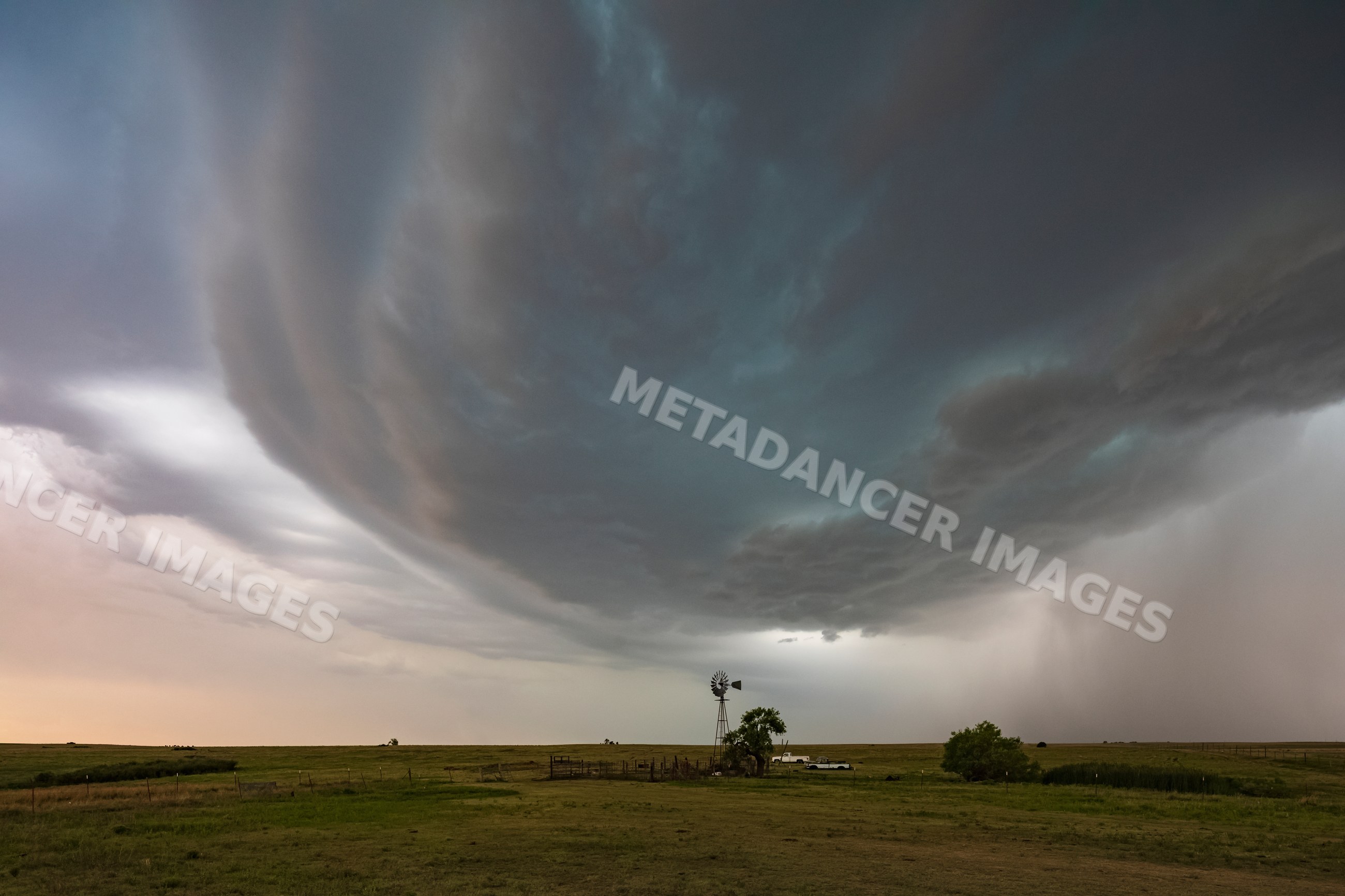 Supercell storm rolling over rural field in shattuck, oklahoma