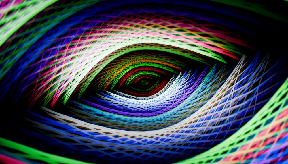 Abstract digital colorful spiral pattern with flowing wave design