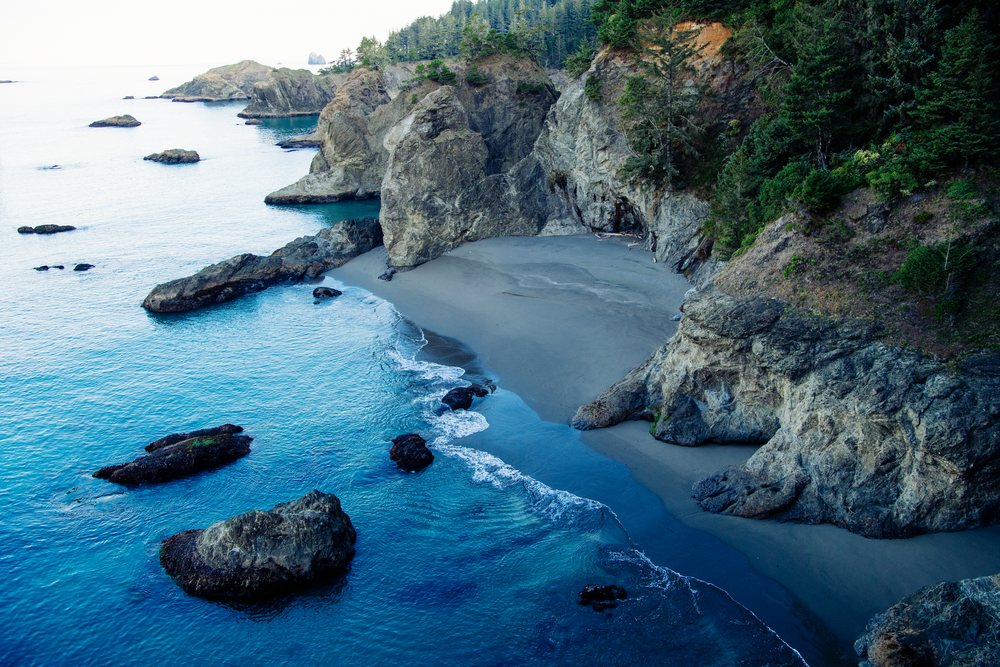 Rocky sandy beach and coastline Oregon