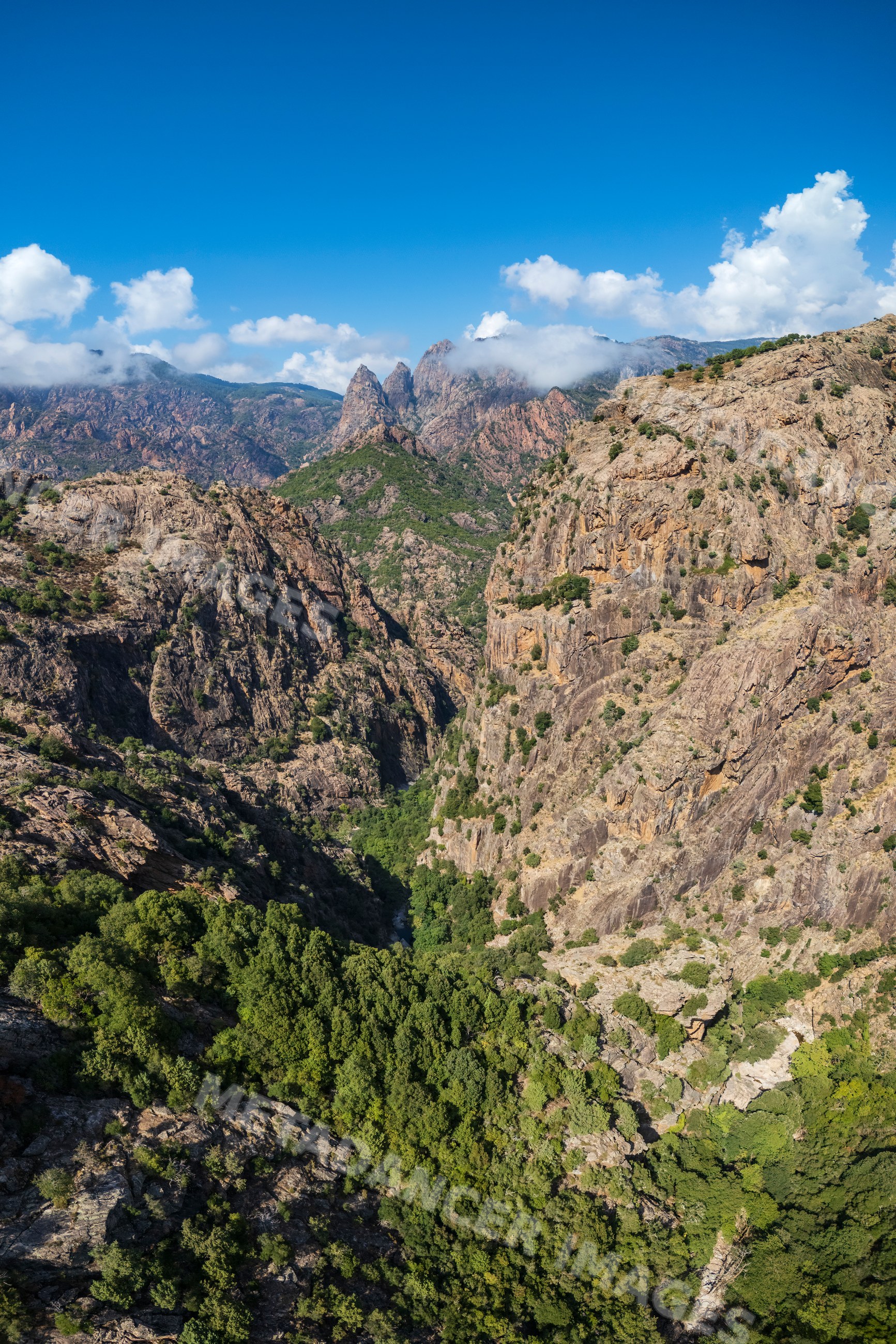 Canyon views with rugged mountains near Evisa in corsica