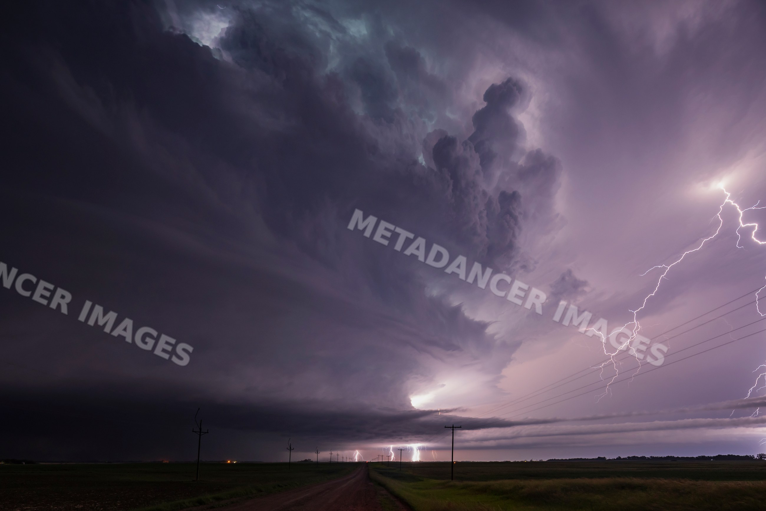 Lightning from a tornado-producing supercell thunderstorm over north