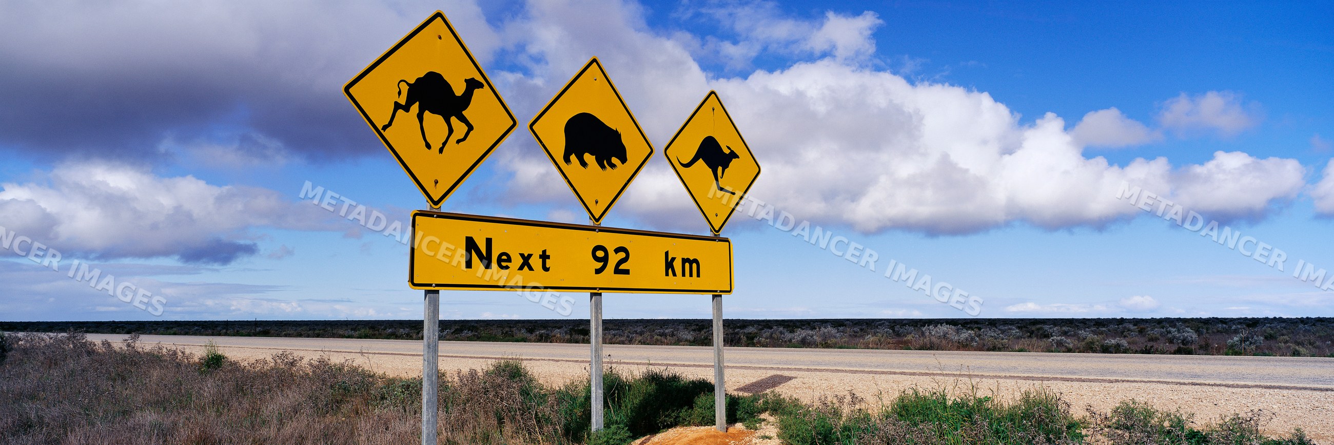 Animal crossing warning signs on eyre highway australia