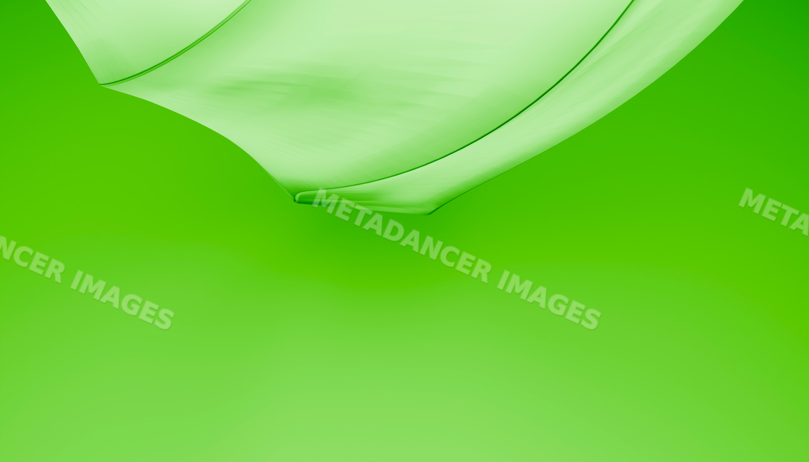 Abstract smooth flowing green fluid shape on bright background