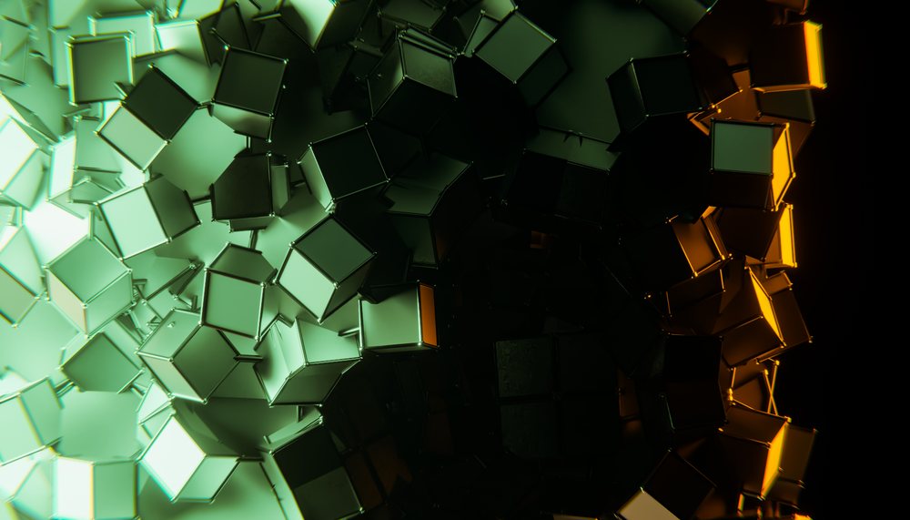 Abstract 3d digital rendering of geometric cubes pattern