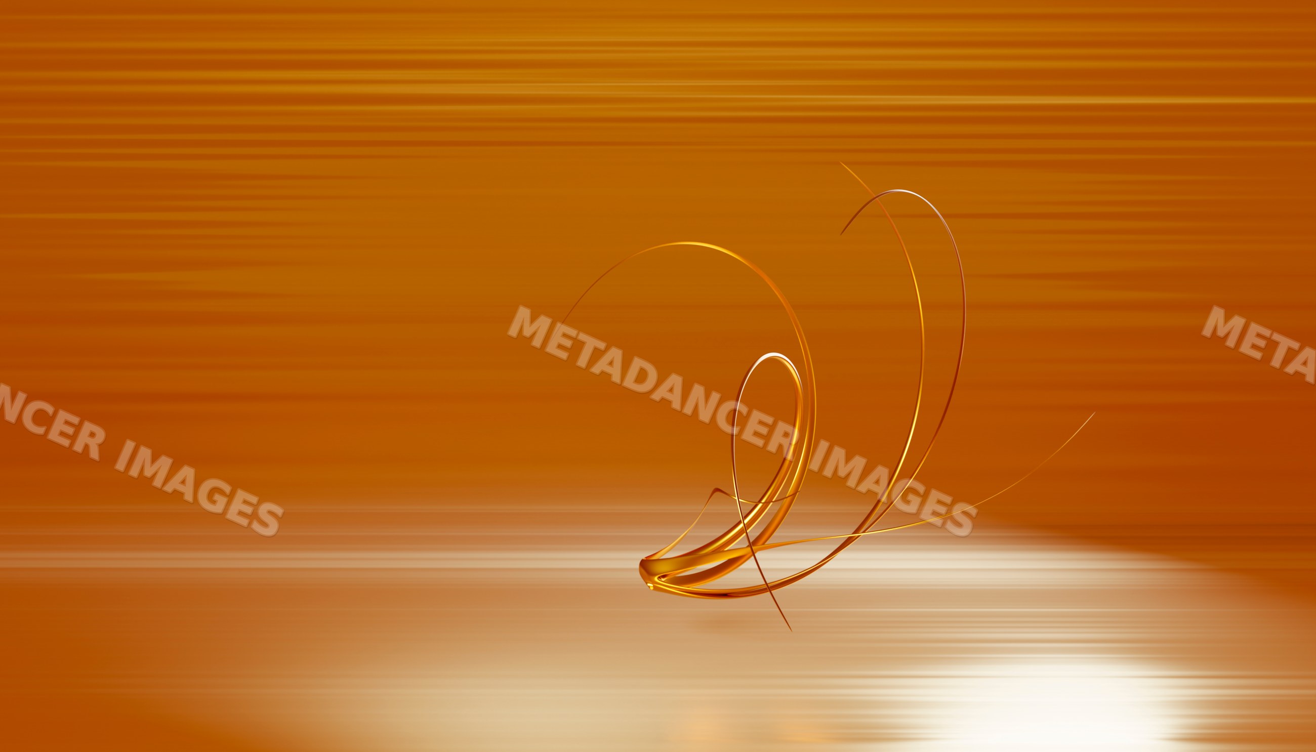 Abstract orange design with glossy curved lines and dynamic ribbons