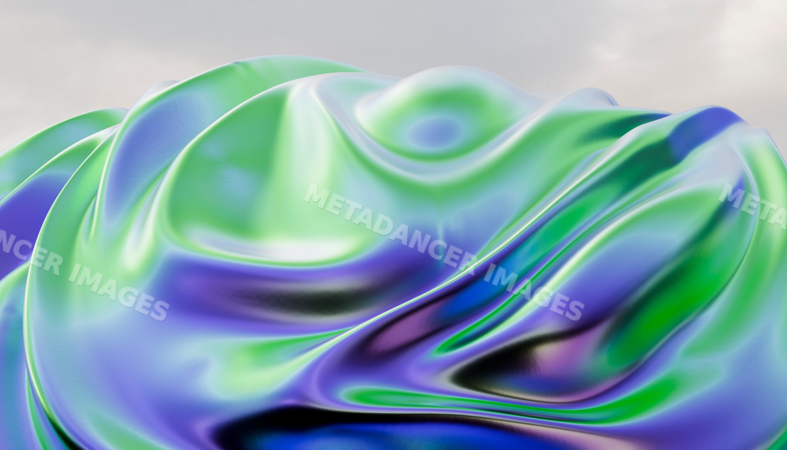 Digital art of a shiny abstract surface with smooth colorful waves