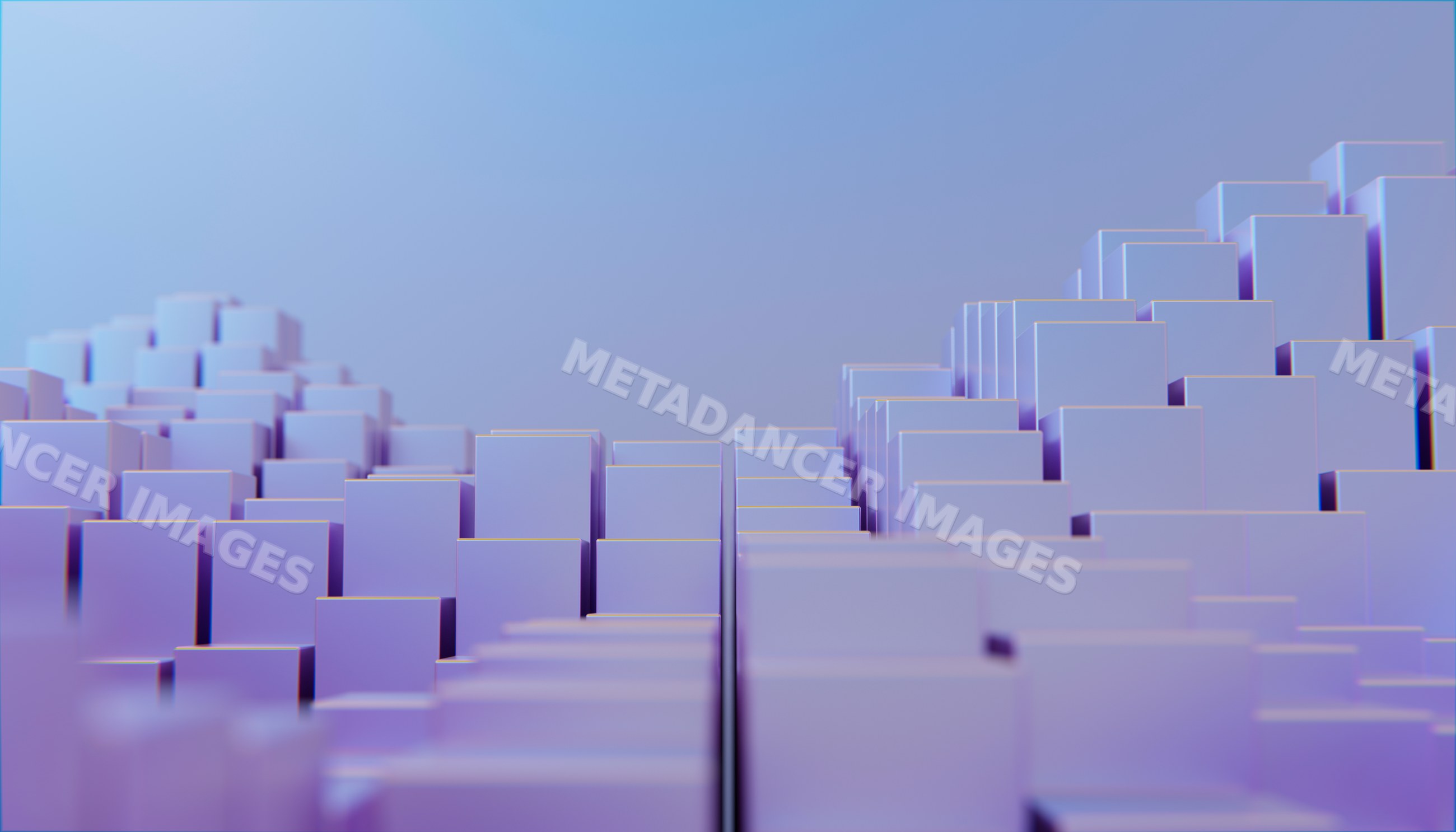 Abstract 3d stacked blue blocks arranged in a geometric pattern