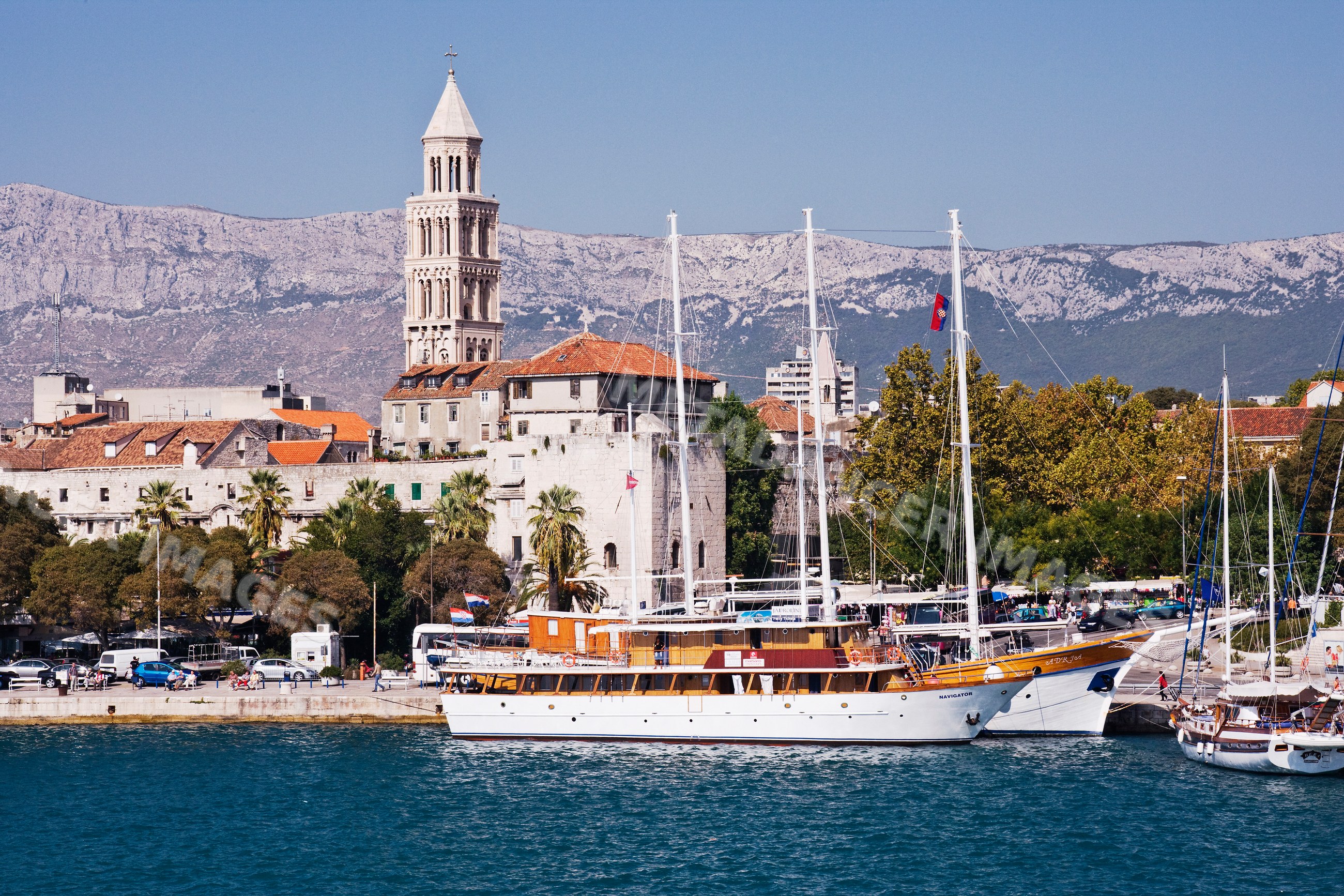 Harbor with boats and tower, croatia