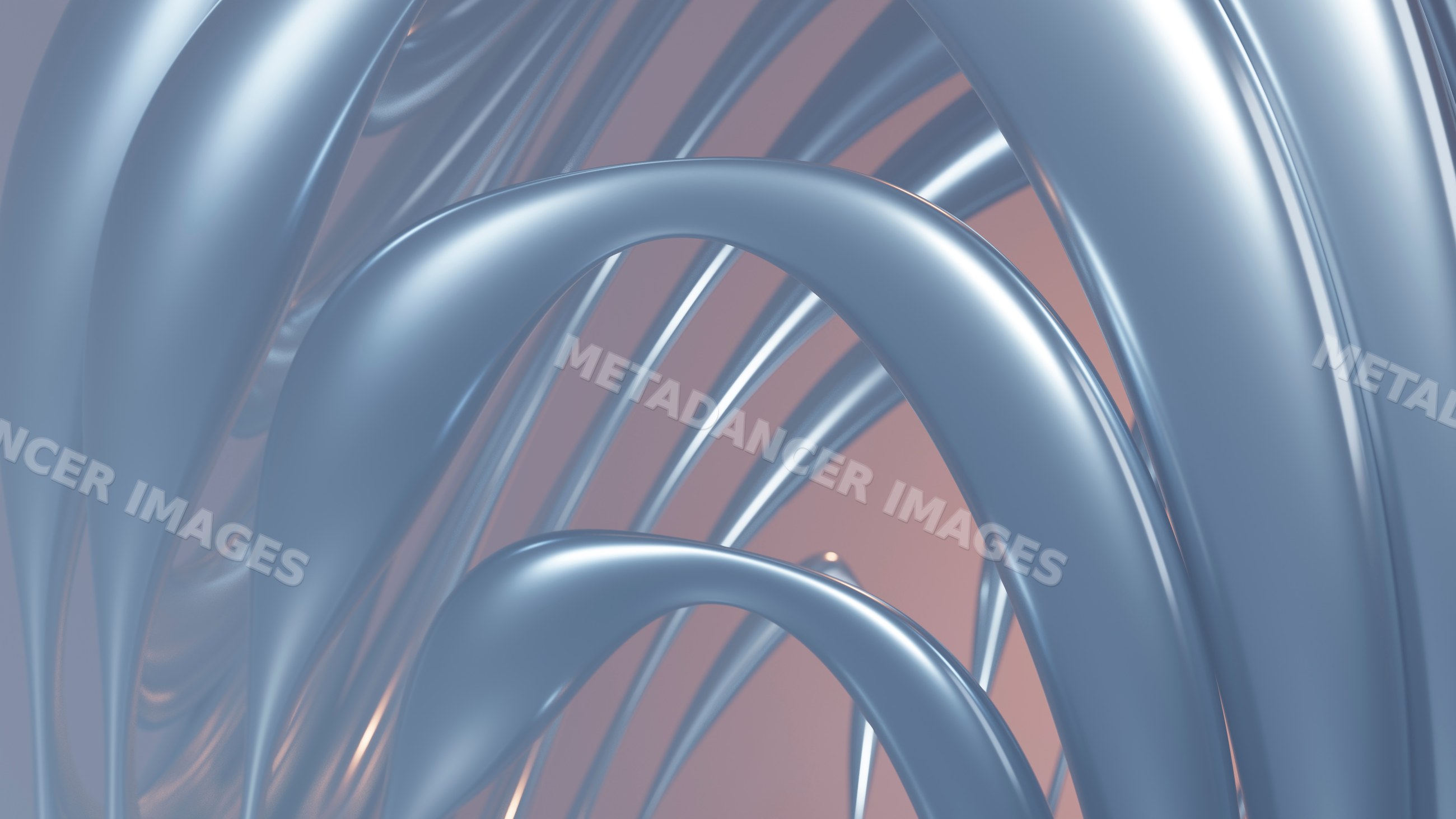 Abstract digital art of looping shiny blue tubes with smooth curves