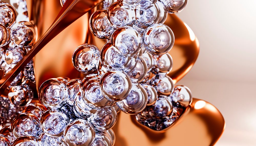 Transparent and copper liquid bubbles