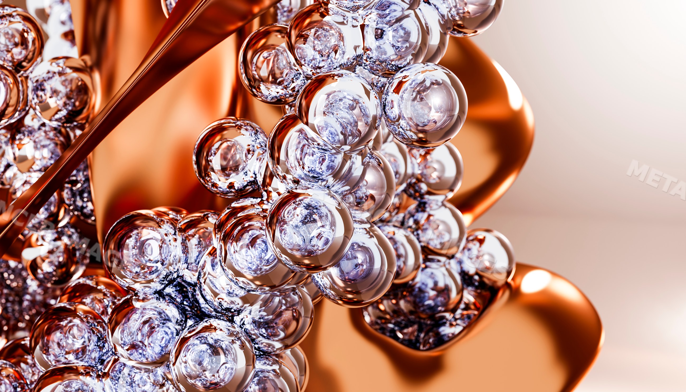 Transparent and copper liquid bubbles
