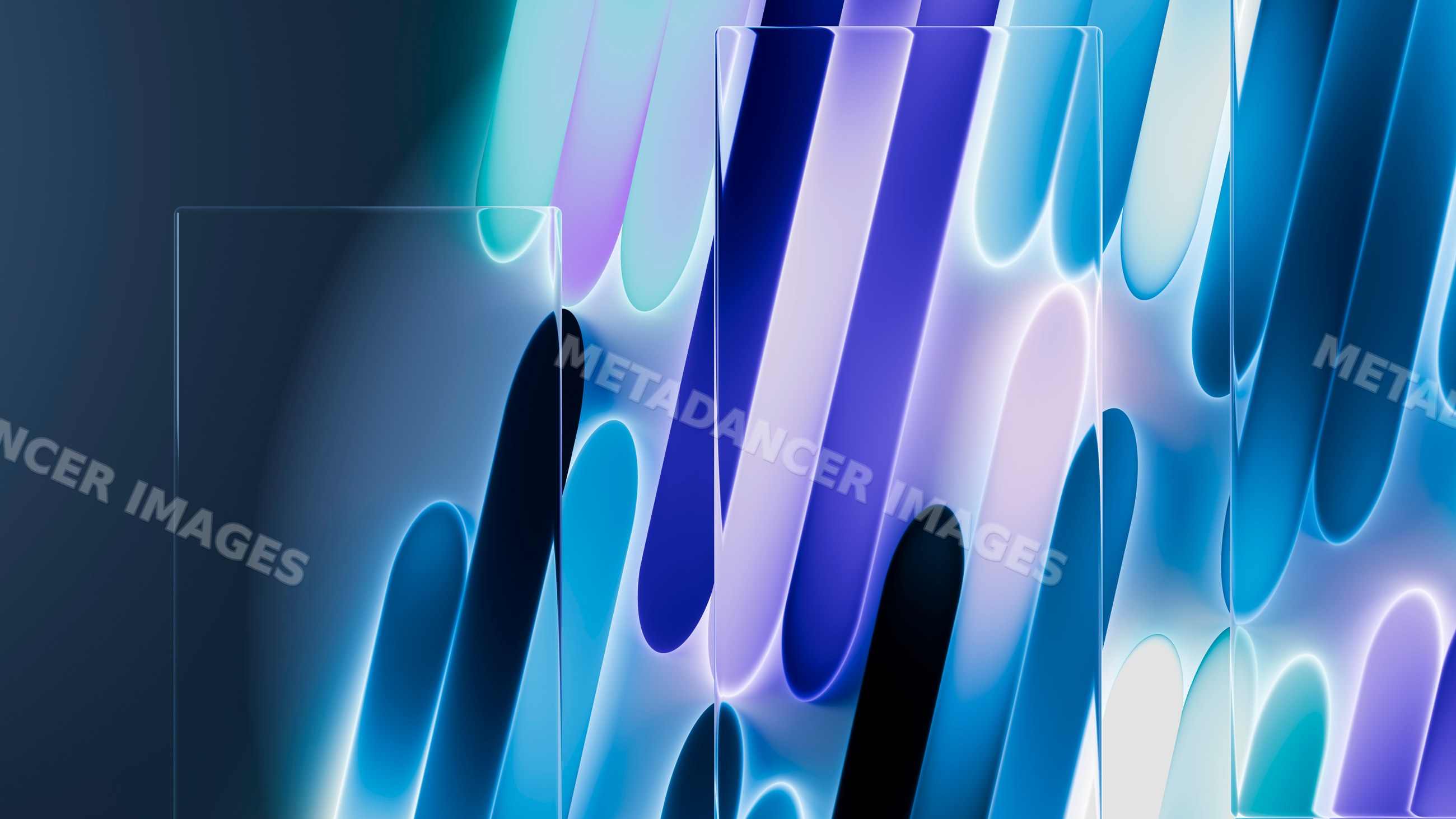 Abstract glowing blue and purple translucent glass tubes illustration