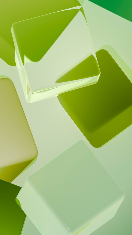 Abstract green geometric cubes digital illustration